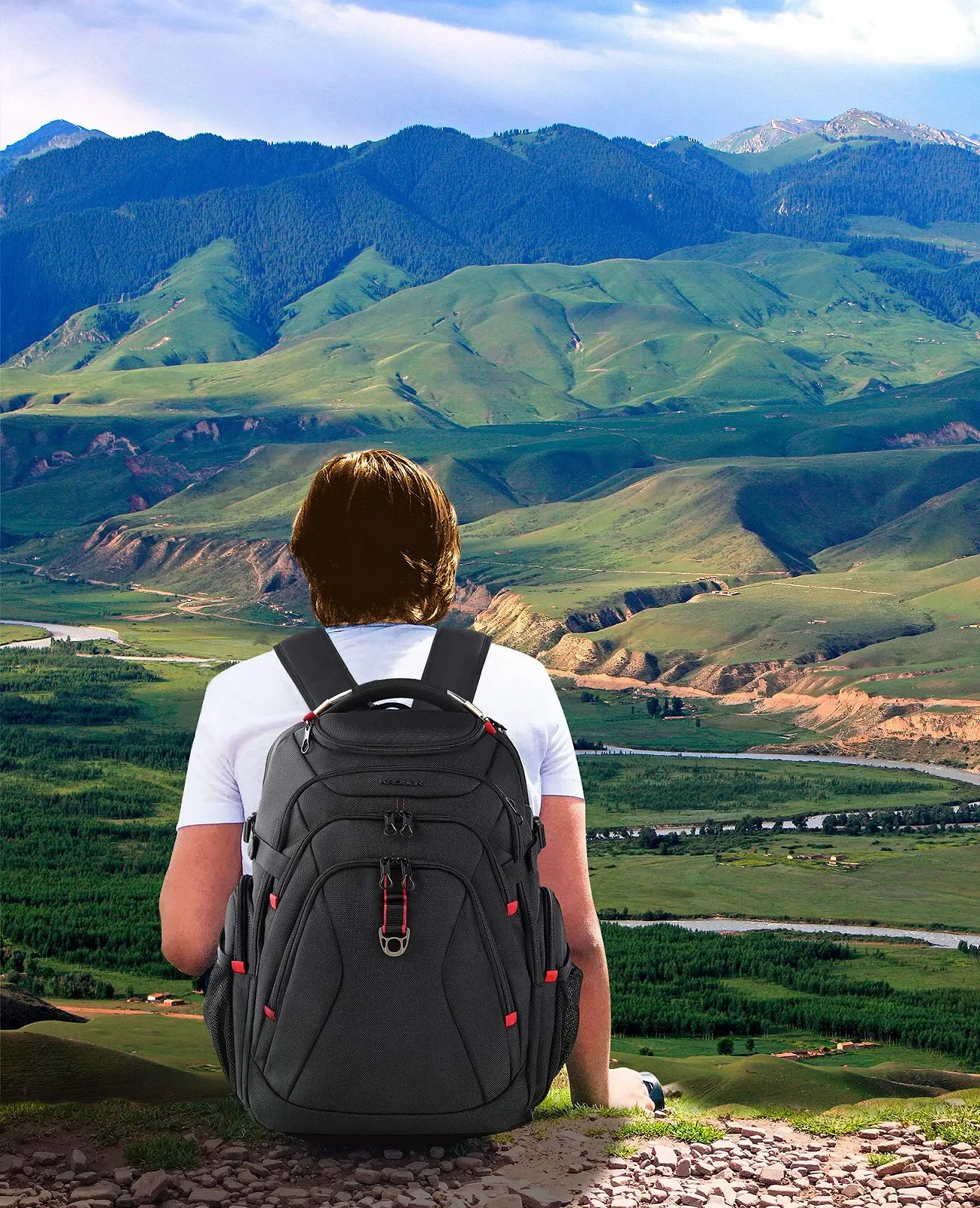 Рюкзак для ноутбука KROSER 17.3" Travel XL Business Daypack Heavy Duty Водонепроницаемый с RFID Черный, фото №7 Рюкзак для ноутбука KROSER 17.3" Travel XL Business Daypack Heavy Duty Водонепроницаемый с RFID Черный, фото №7