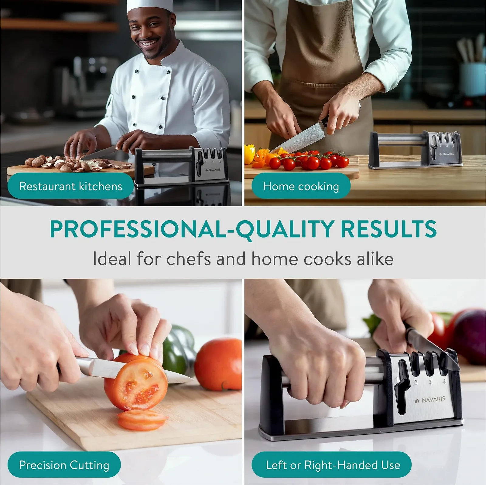 Точилка для ножів та ножиць Navaris Professional 3-ступінчаста нержавіюча сталь, фото №7 Точилка для ножів та ножиць Navaris Professional 3-ступінчаста нержавіюча сталь, фото №7