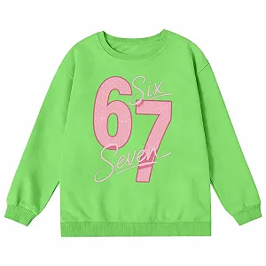 Свитшот Generisch 67 для девочки, с круглым вырезом, длинными рукавами, мягкий, свободного кроя, с принтом synthetic.ua - Фото 1