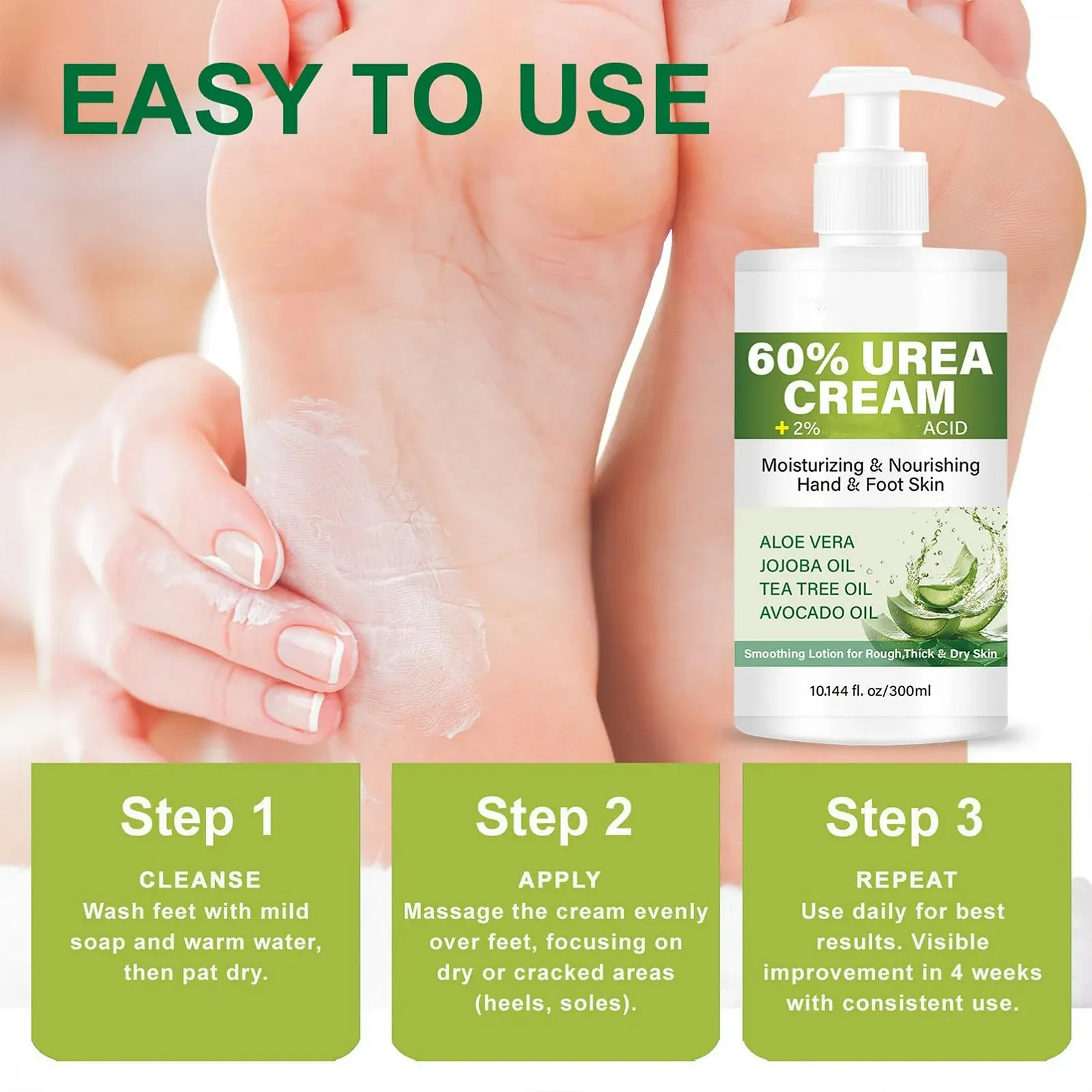 Крем для ног Urea с алоэ вера 60% мочевины 300 мл, фото №7
