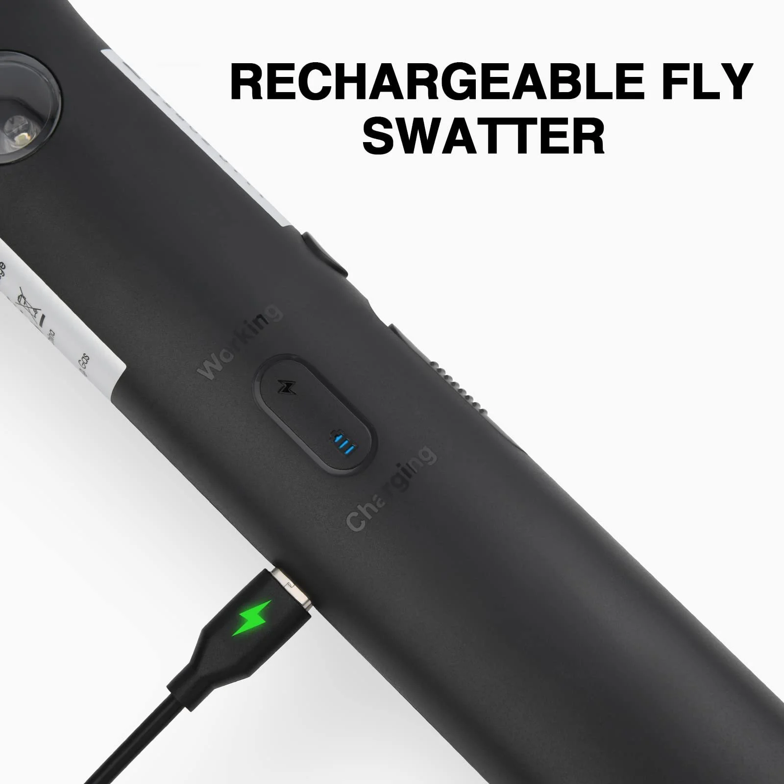 Електрична Мухобійка mafiti 3000 V USB Акумуляторна LED-підсвічування Чорна, фото №6 Електрична Мухобійка mafiti 3000 V USB Акумуляторна LED-підсвічування Чорна, фото №6