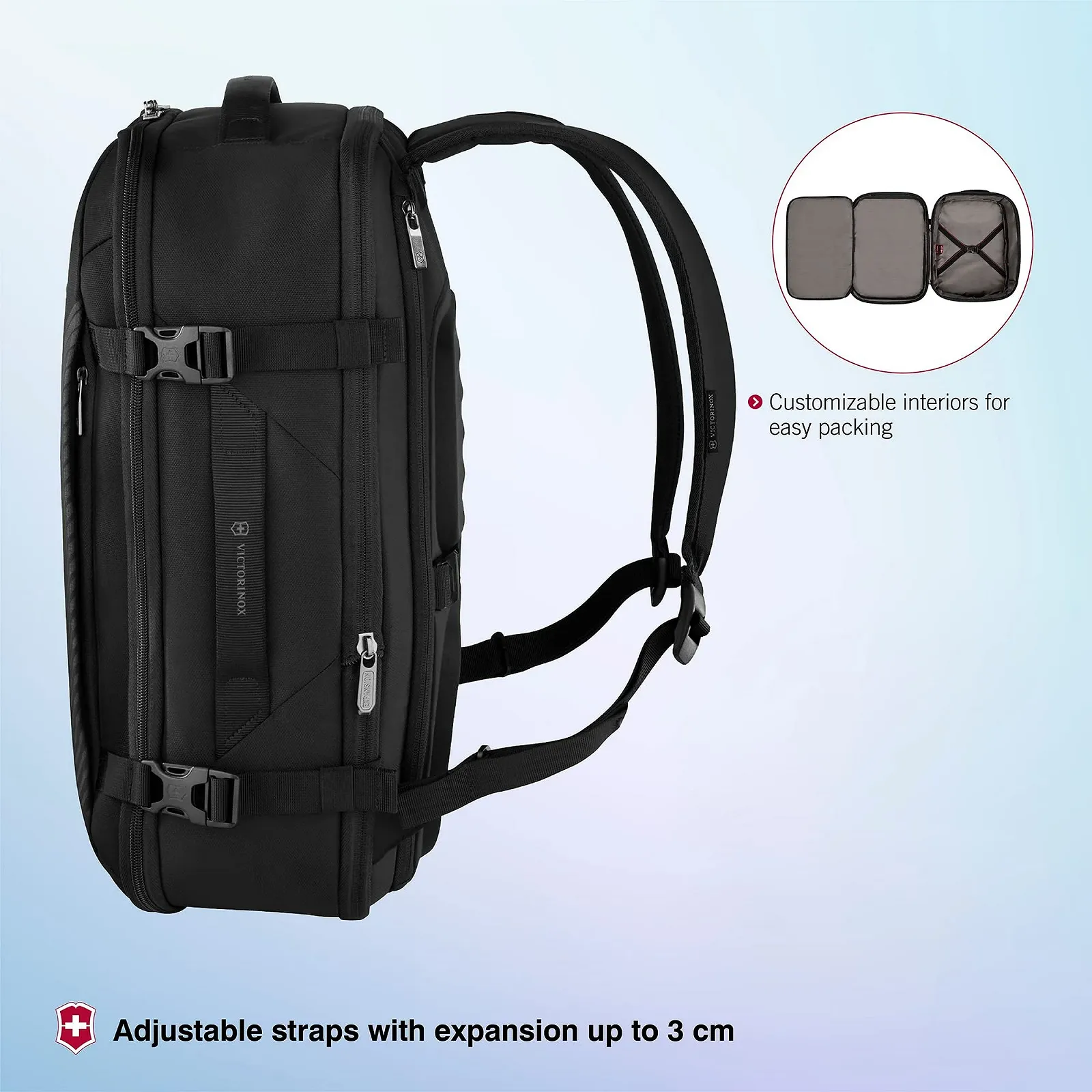 Рюкзак для ноутбука Victorinox Crosslight Boarding Bag 15.6" Расширяемый Черный, фото №3 Рюкзак для ноутбука Victorinox Crosslight Boarding Bag 15.6" Расширяемый Черный, фото №3