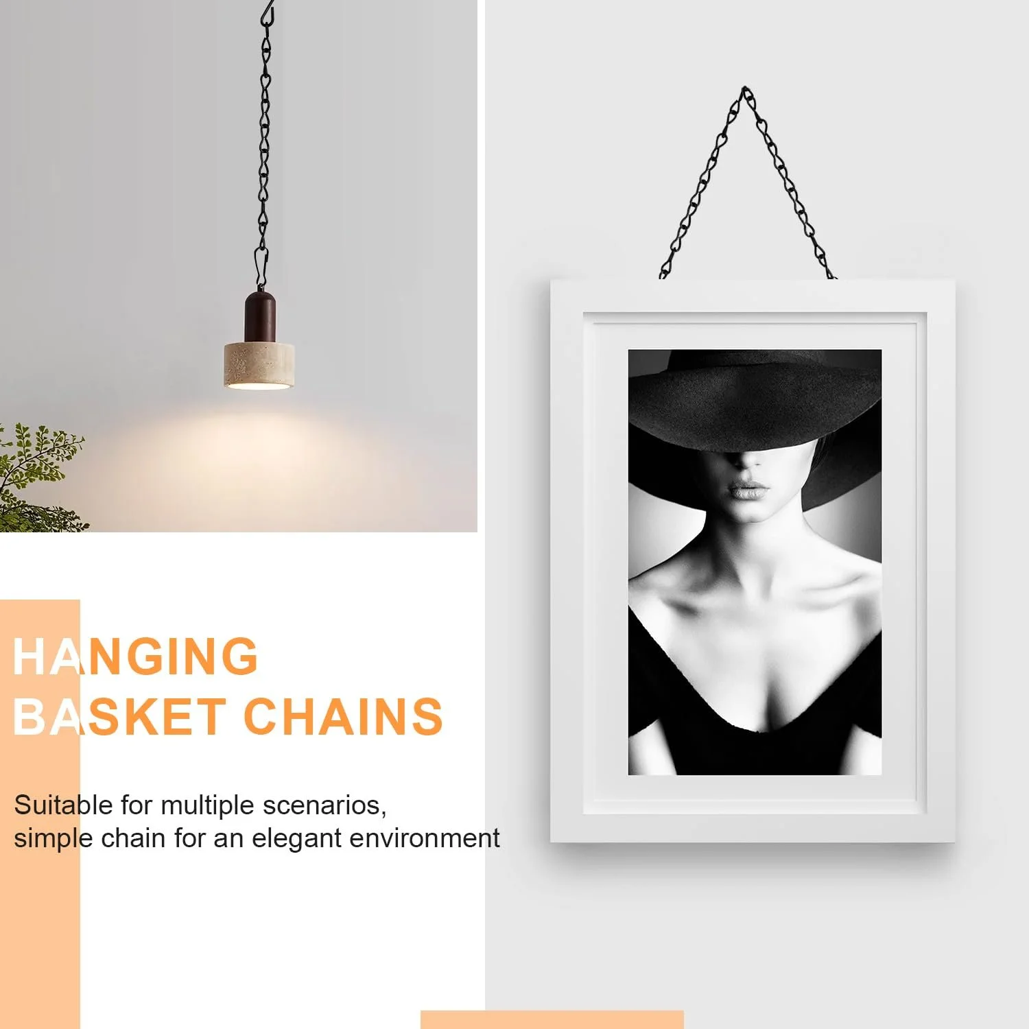 Цепи для подвешивания растений набор 20 шт. 24 см металлические поворотные Black, фото №3