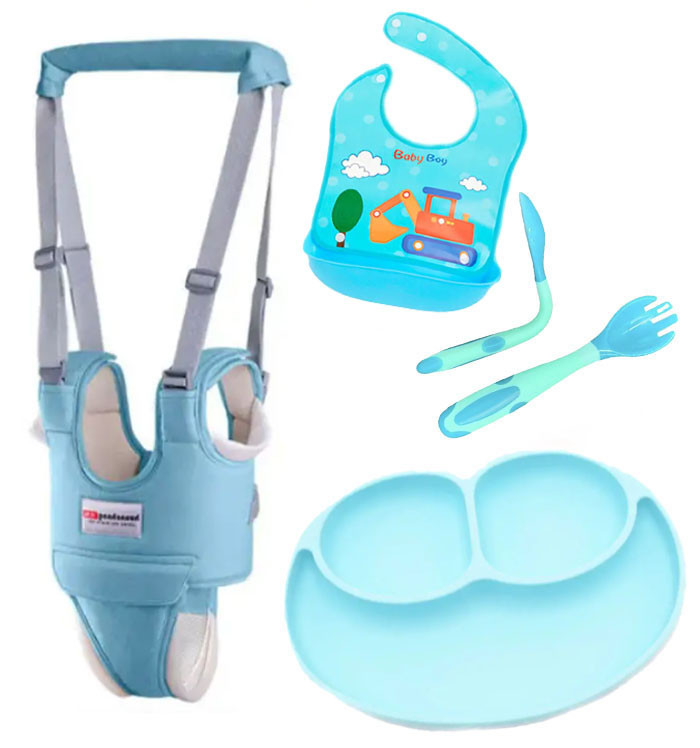 Набір дитячих вожж-холодників 2Life з трусиками і підкладками слюнавець тарелькою ложка-вілка Blue (n-1966), фото №1 Набір дитячих вожж-холодників 2Life з трусиками і підкладками слюнавець тарелькою ложка-вілка Blue (n-1966), фото №1