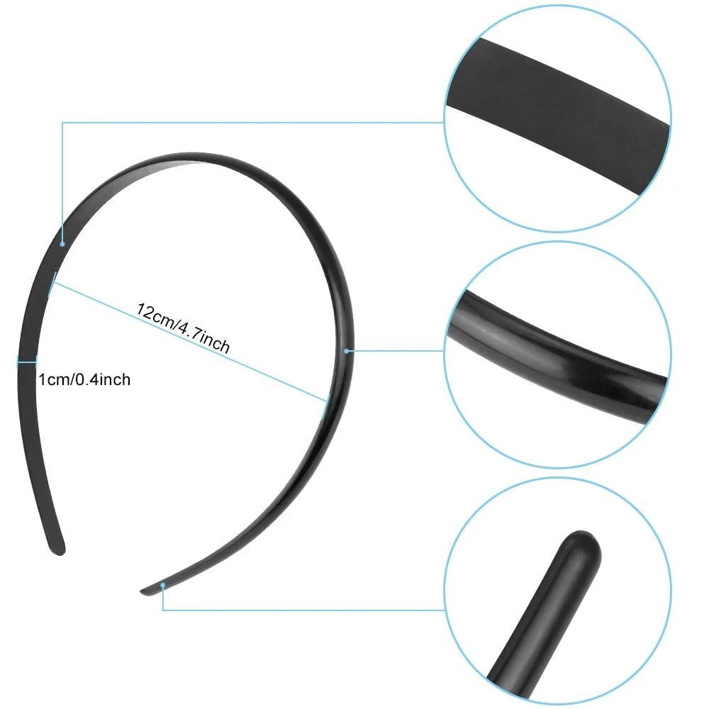 Обруч для волос Пластик 12 шт. Черный, фото №3