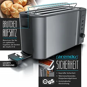 Тостер Arendo FRUKOST Сірий нержавіюча сталь, на 4 скибочки, з LED дисплеєм synthetic.ua - Фото 1