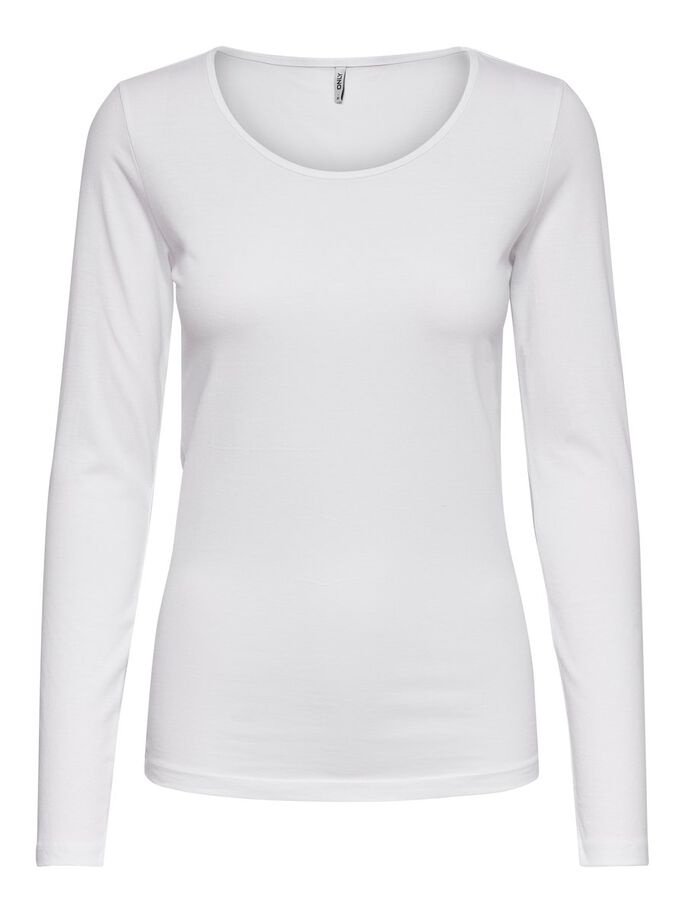 Футболка з довгими рукавами ONLLIVE LOVE LIFE L/S ONECK TOP NOOS JRS 15204712- ONLY Білий L, фото №4