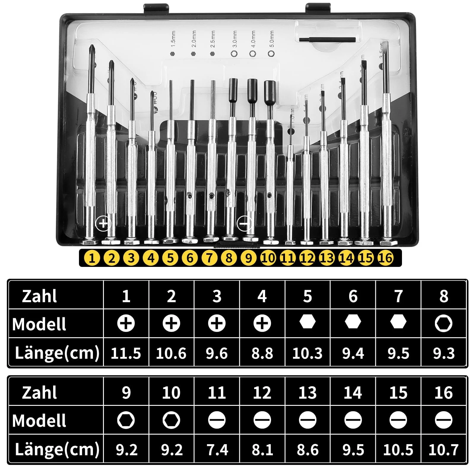 Набір прецизійних викруток 17 в 1 для годинників та окулярів, фото №4