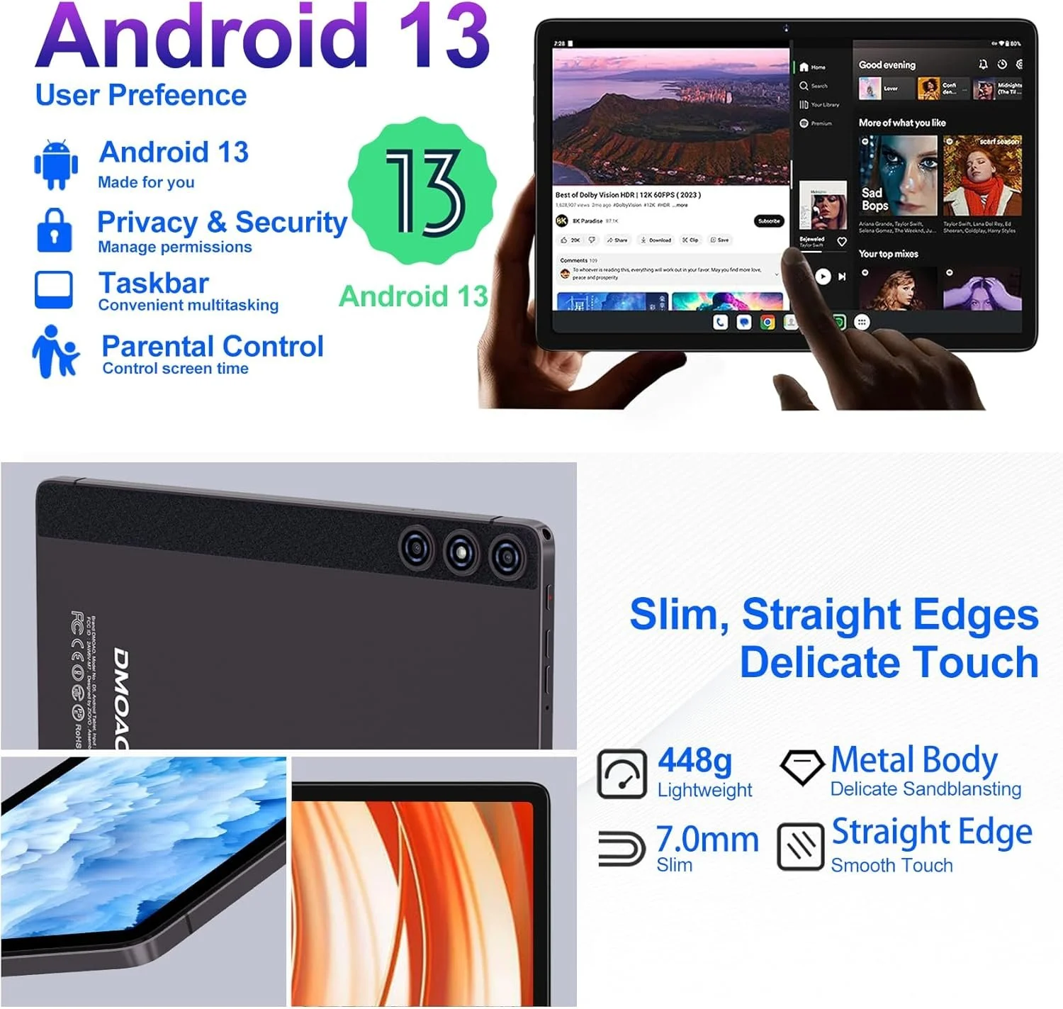 Планшет 10.1" Dmoao D5 8+6/128Gb 8 ядер Android 13 8000 mAh Сірий, фото №4