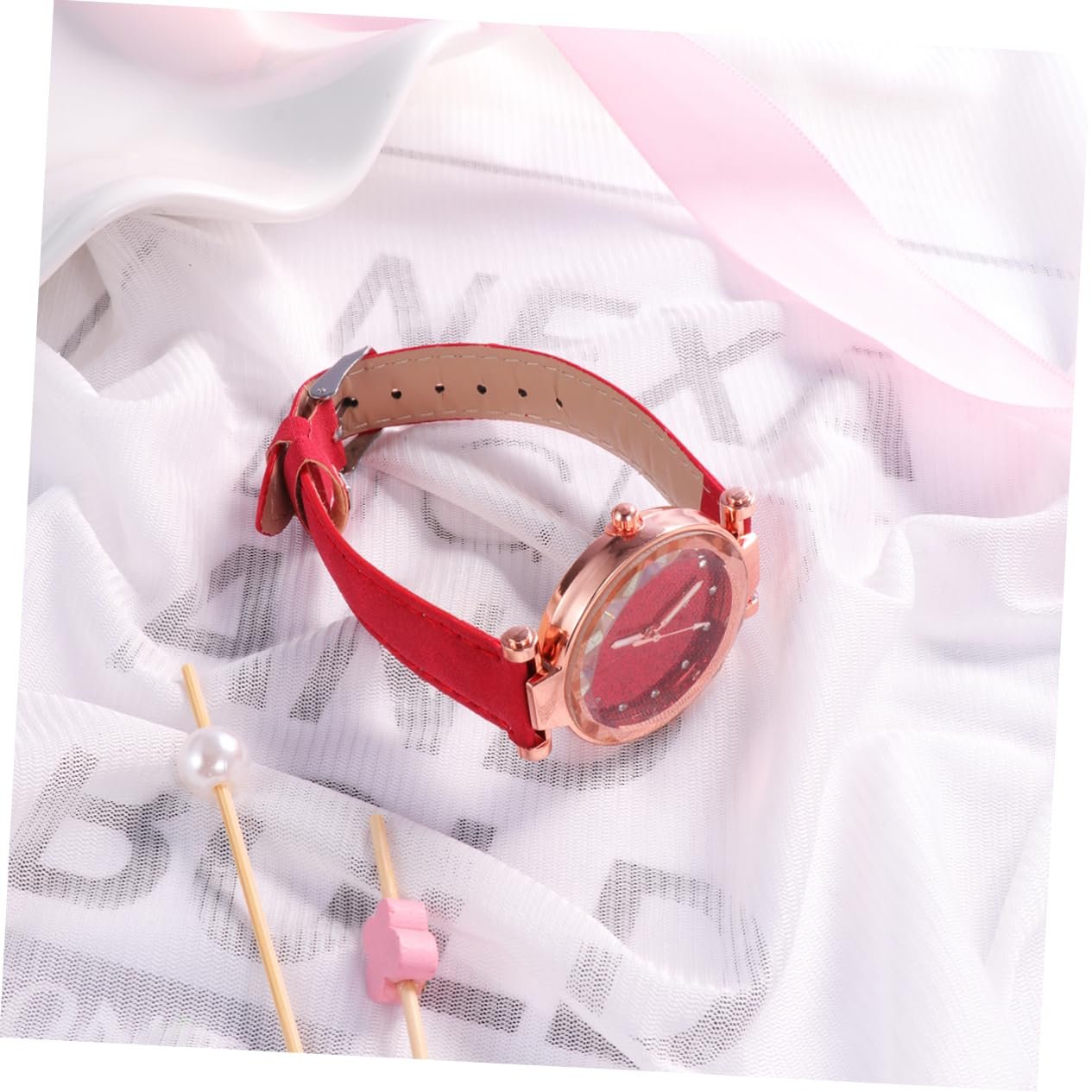 Женские часы Healvian Дизайн Звездное небо Кварцевые часы Блестящие Красный и Синий, фото №7