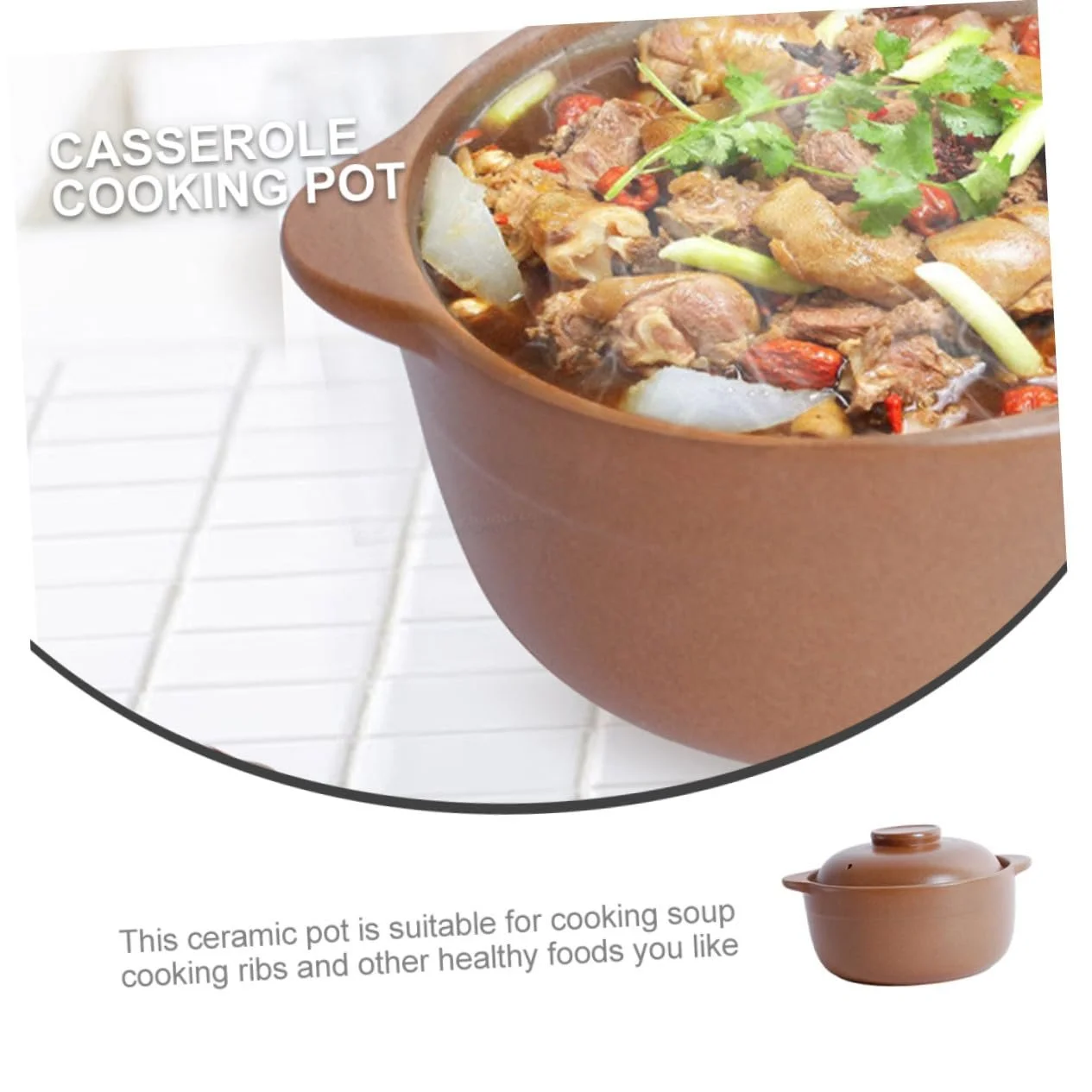 Кастрюля SOIMISS Ceramic Термостойкая с крышкой Керамическая, фото №4