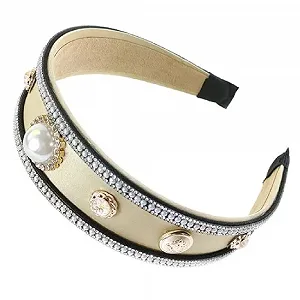 Женский обруч для волос Turbo Elegant Ceremony Party Brillabenny Бежевый Золотой - Фото 1