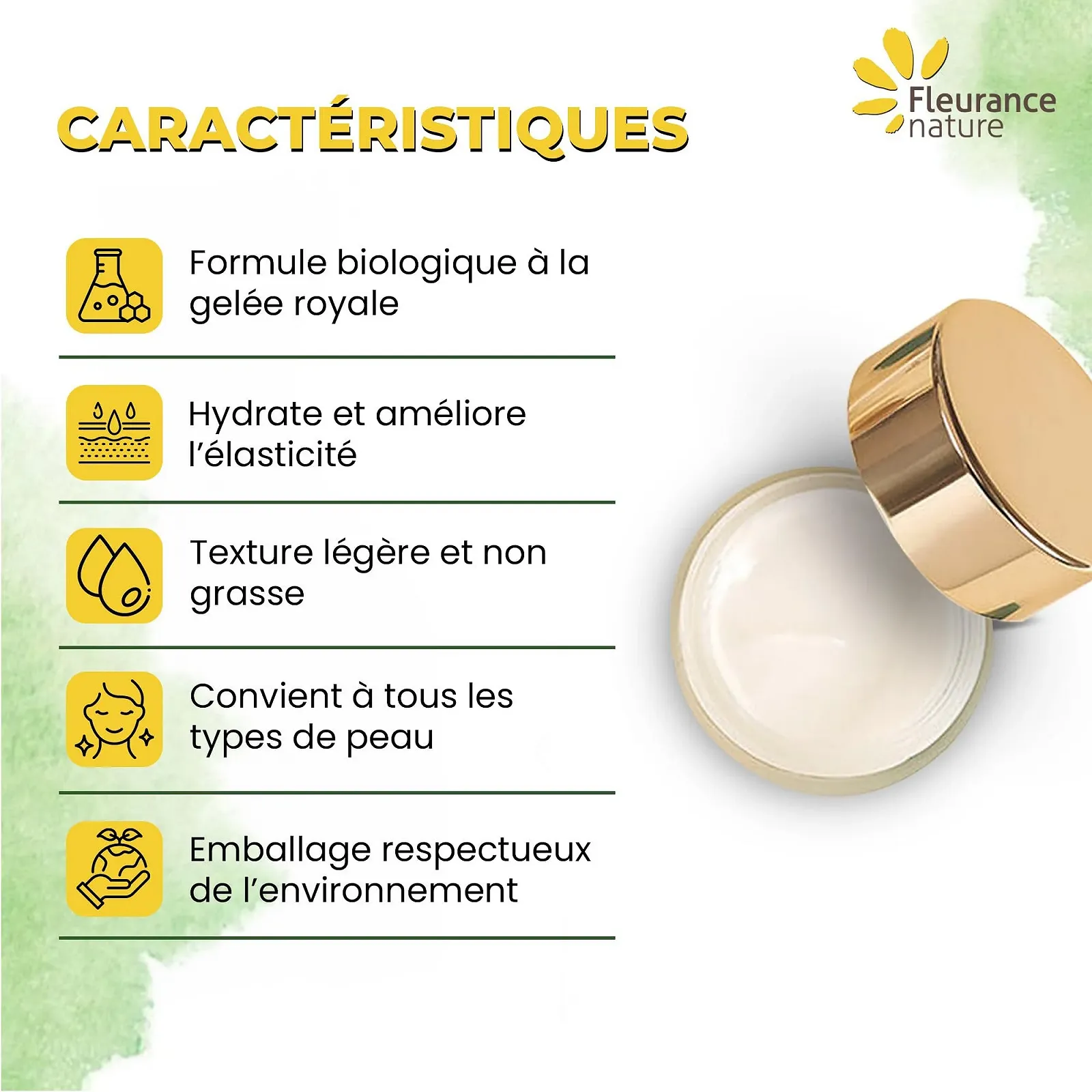 Денний крем FLEURANCE NATURE Elixir Royal проти зморшок з маточним молочком та гіалуроновою кислотою 50 мл, фото №3