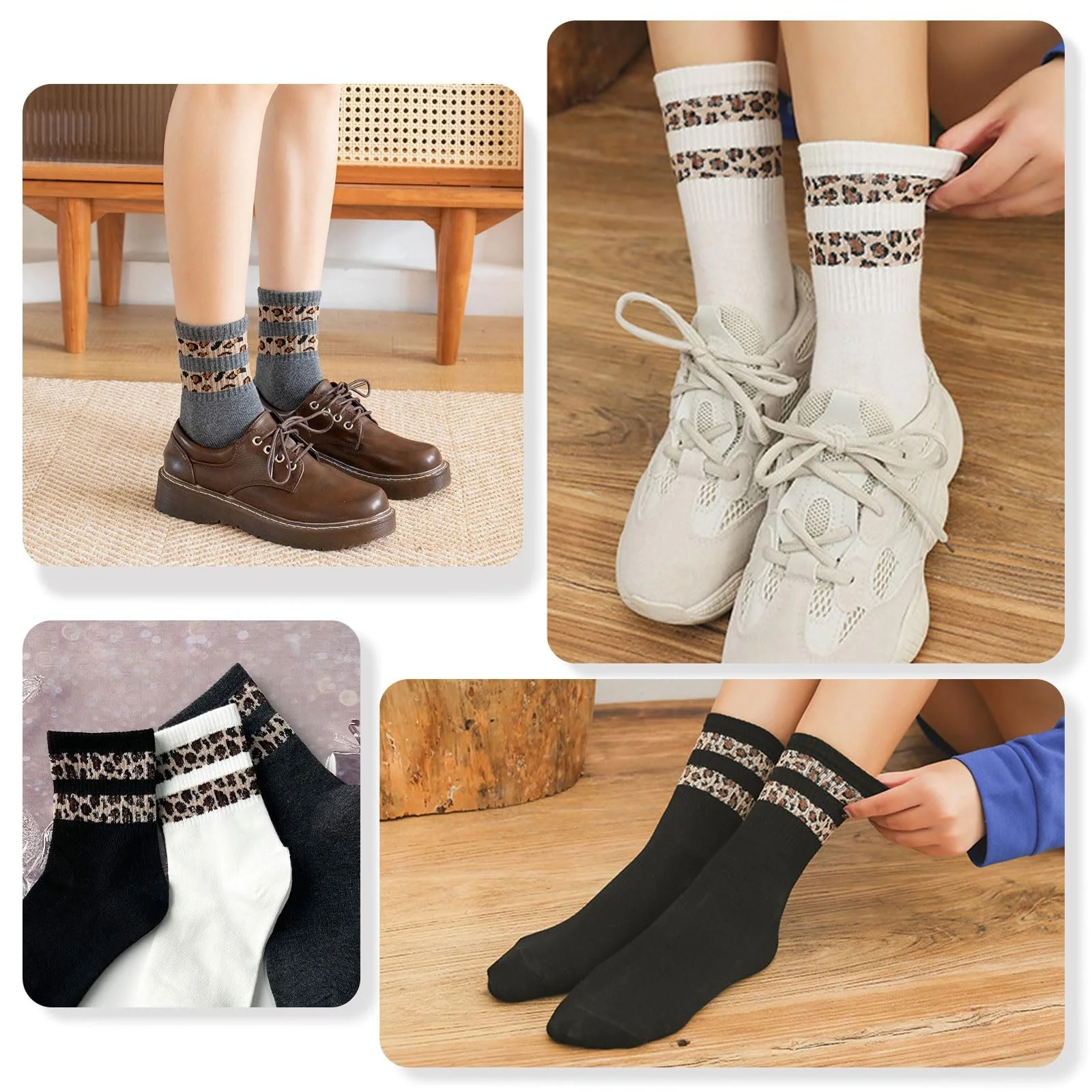 Шкарпетки тенісні Жіночі з леопардовим принтом (6 пар), фото №6