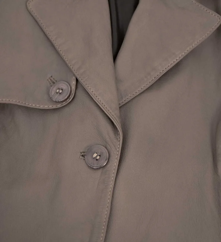 Тренч Gipsy Кожаное пальто из овечьей кожи наппа Taupe, фото №6