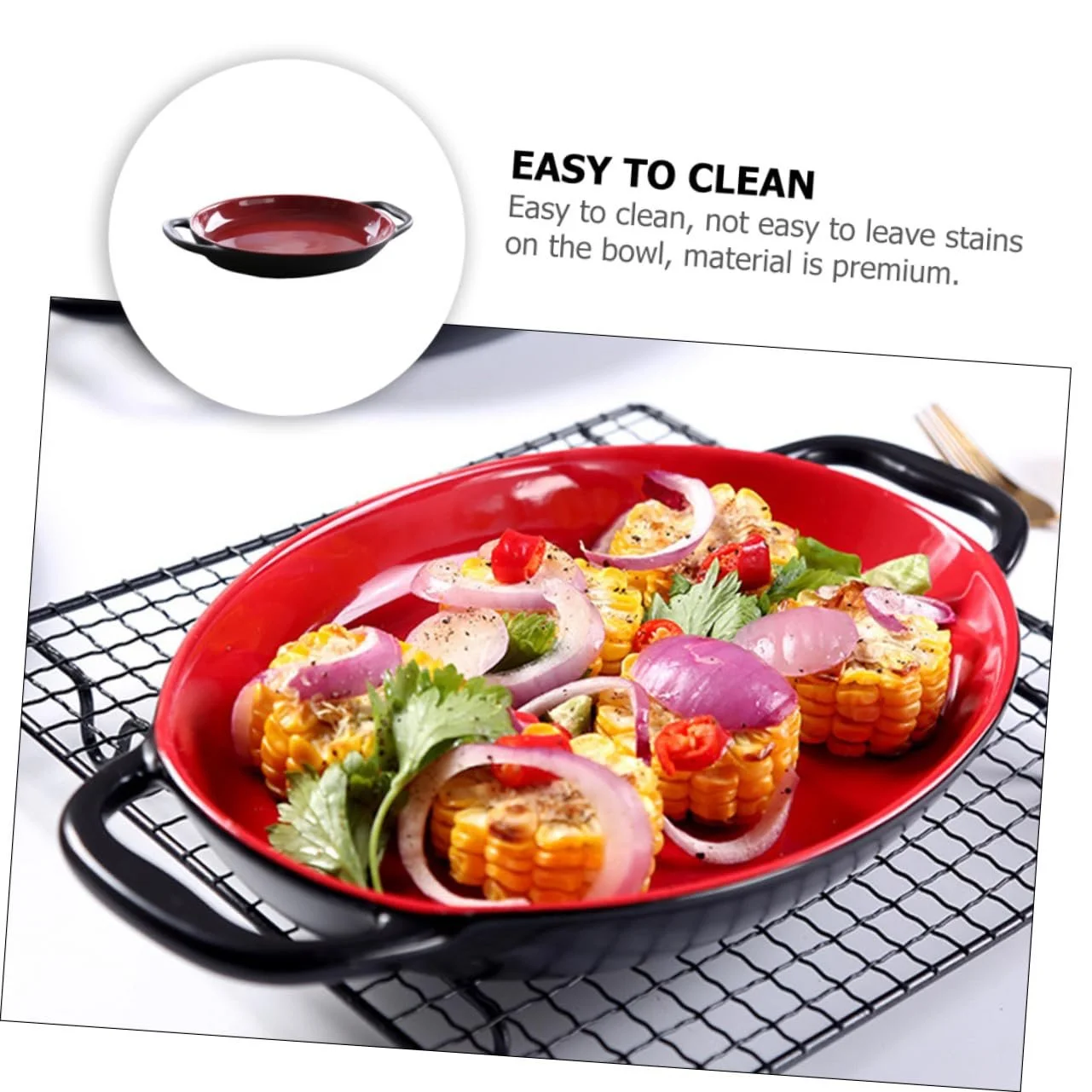 Форма для запекания керамическая прямоугольная с боковыми ручками термостойкая универсальная, фото №4