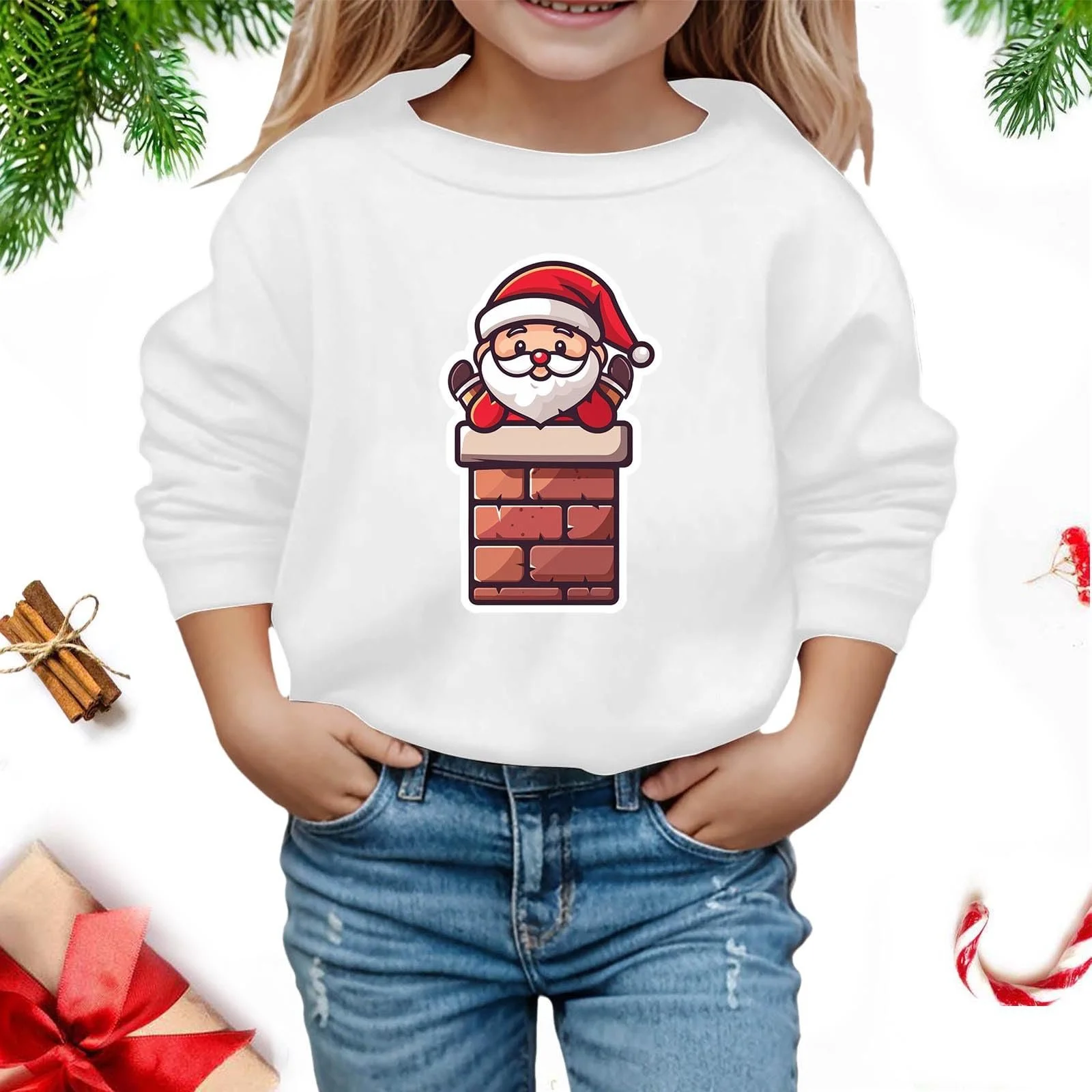 Детский рождественский свитер, детская осенне-зимняя рождественская толстовка с принтом, фото №3