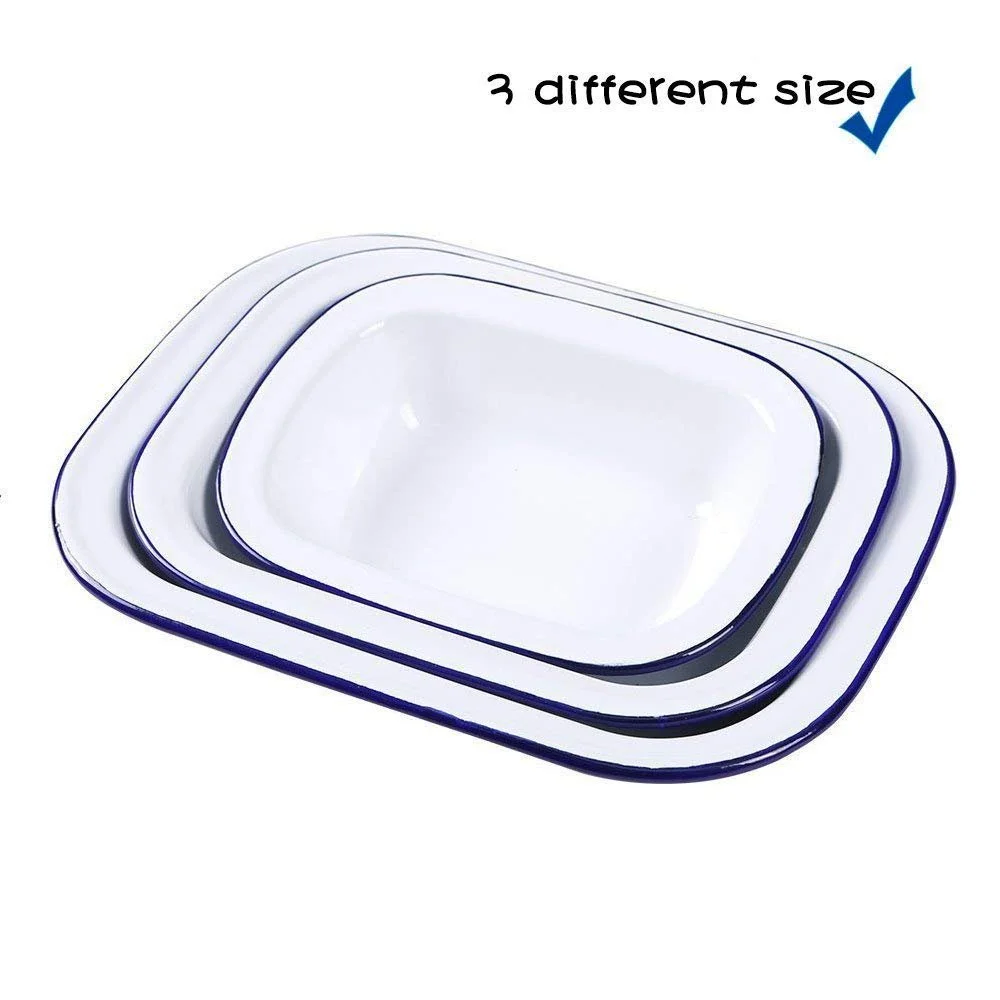 Набор форм для запекания Webake эмалированных 3 шт квадратные Бело-голубой, фото №2