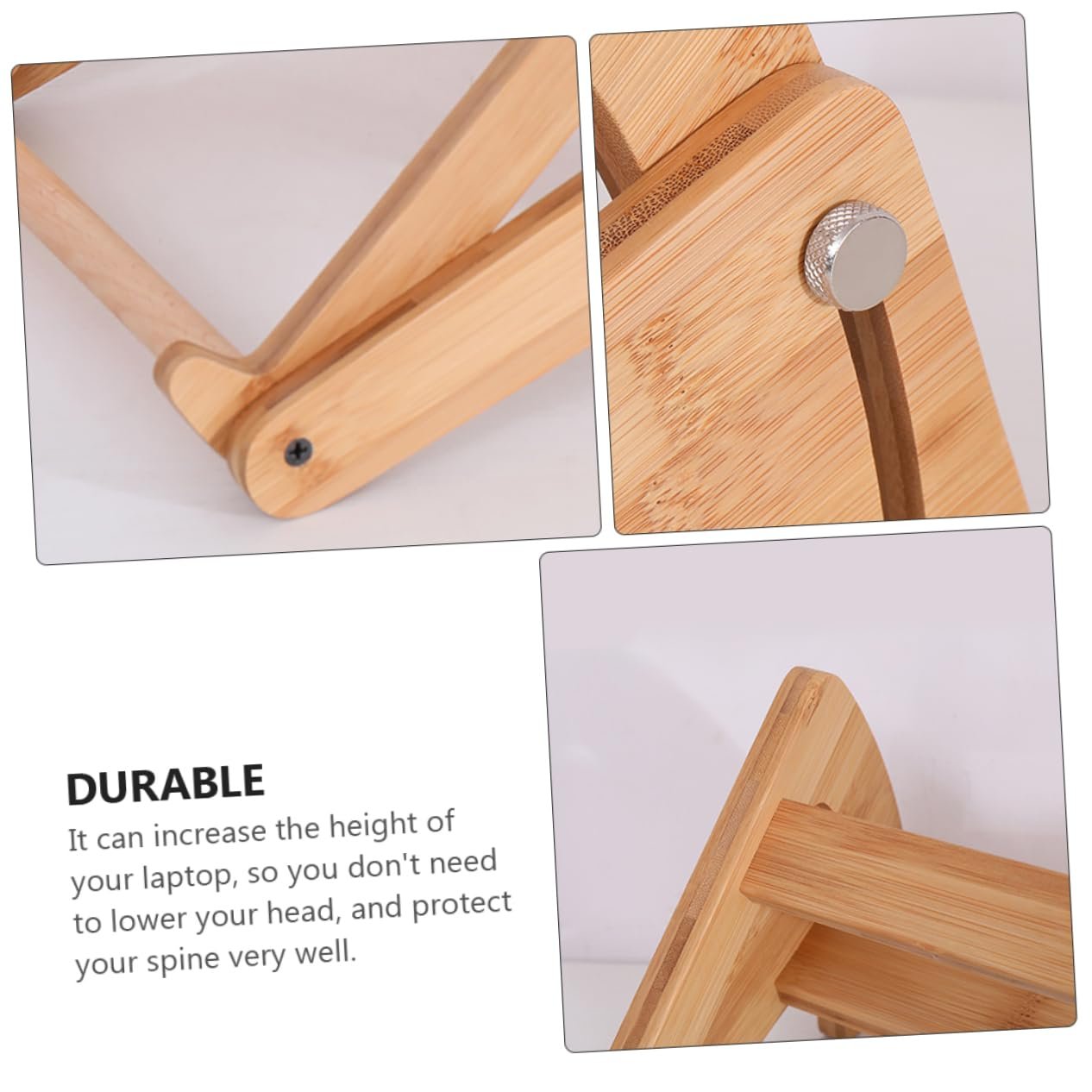 Вертикальна Підставка для Ноутбука Дерев'яна Регульована по Висоті Ергономічна з Полицею для Ручок Багатофункціональна, фото №9