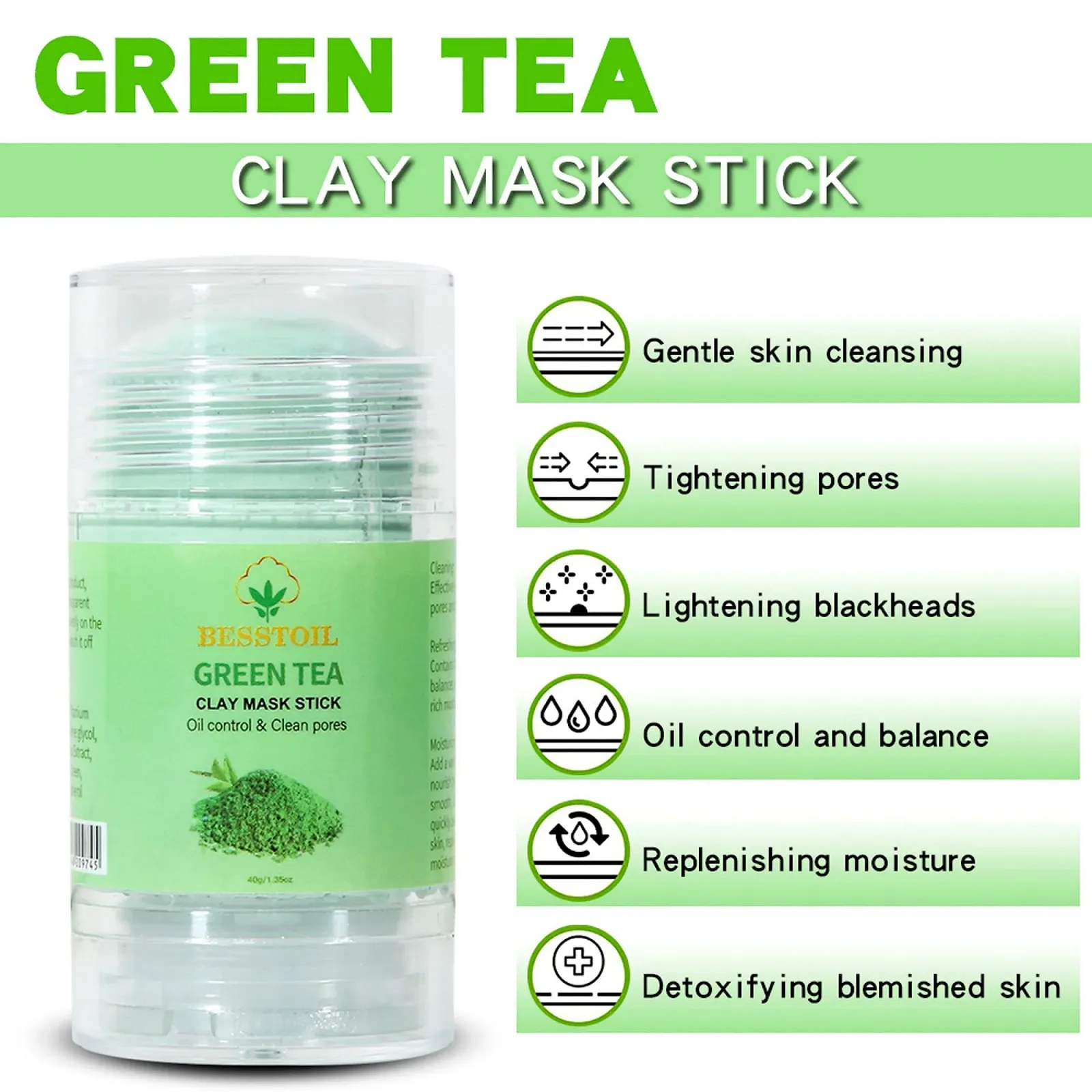 Маска-стік Green Tea Очищення пір, контроль жирності, з екстрактом зеленого чаю Green Tea, фото №3 Маска-стік Green Tea Очищення пір, контроль жирності, з екстрактом зеленого чаю Green Tea, фото №3