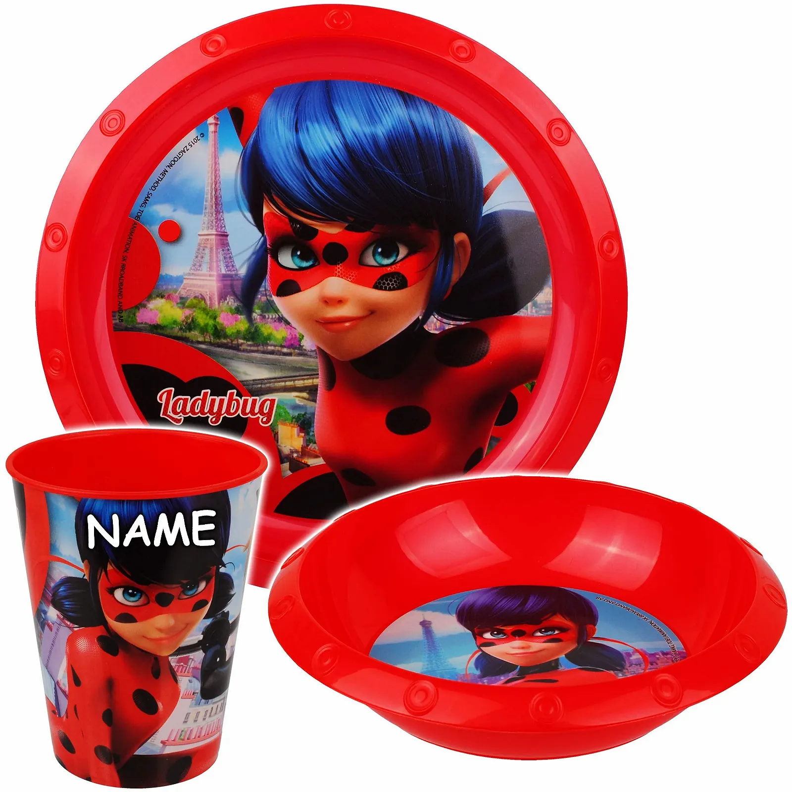 Набір дитячого посуду Miracul Ladybug and Cat Noir, 3 предмети: тарілка, миска, чашка, пластик, фото №1 Набір дитячого посуду Miracul Ladybug and Cat Noir, 3 предмети: тарілка, миска, чашка, пластик, фото №1
