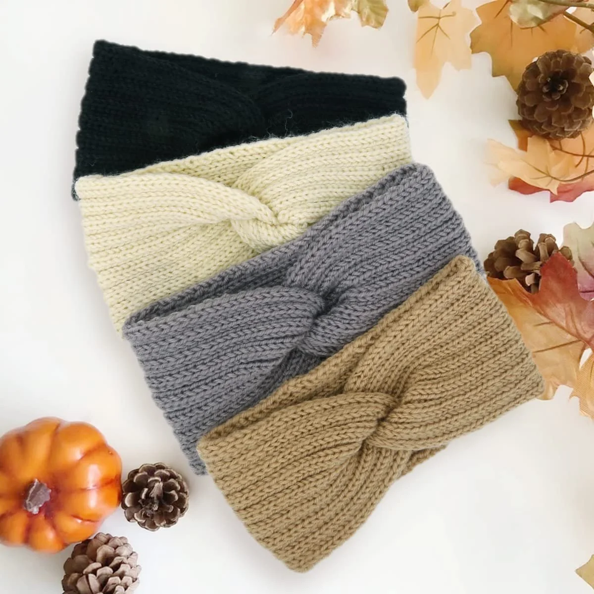 Набір з зимових в'язаних пов'язок на голову для жінок, фото №6