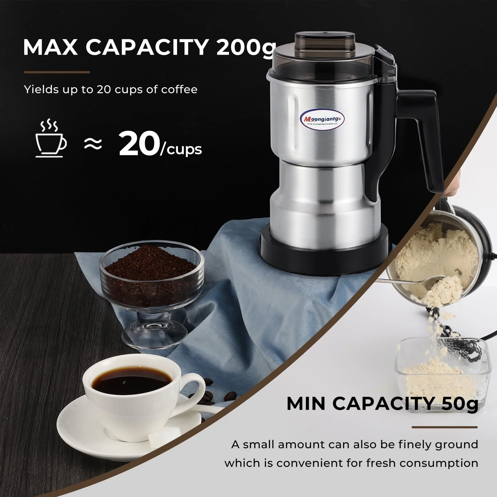 Электрическая мельница Moongiantgo Многофункциональная Ultra Fine Spice Mill & Coffee Grinder, фото №4