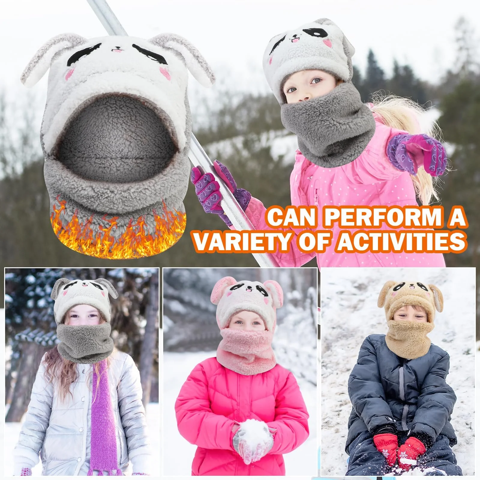 Дитяча зимова флісова термошапка-балаклава AYPOW для дітей, фото №7