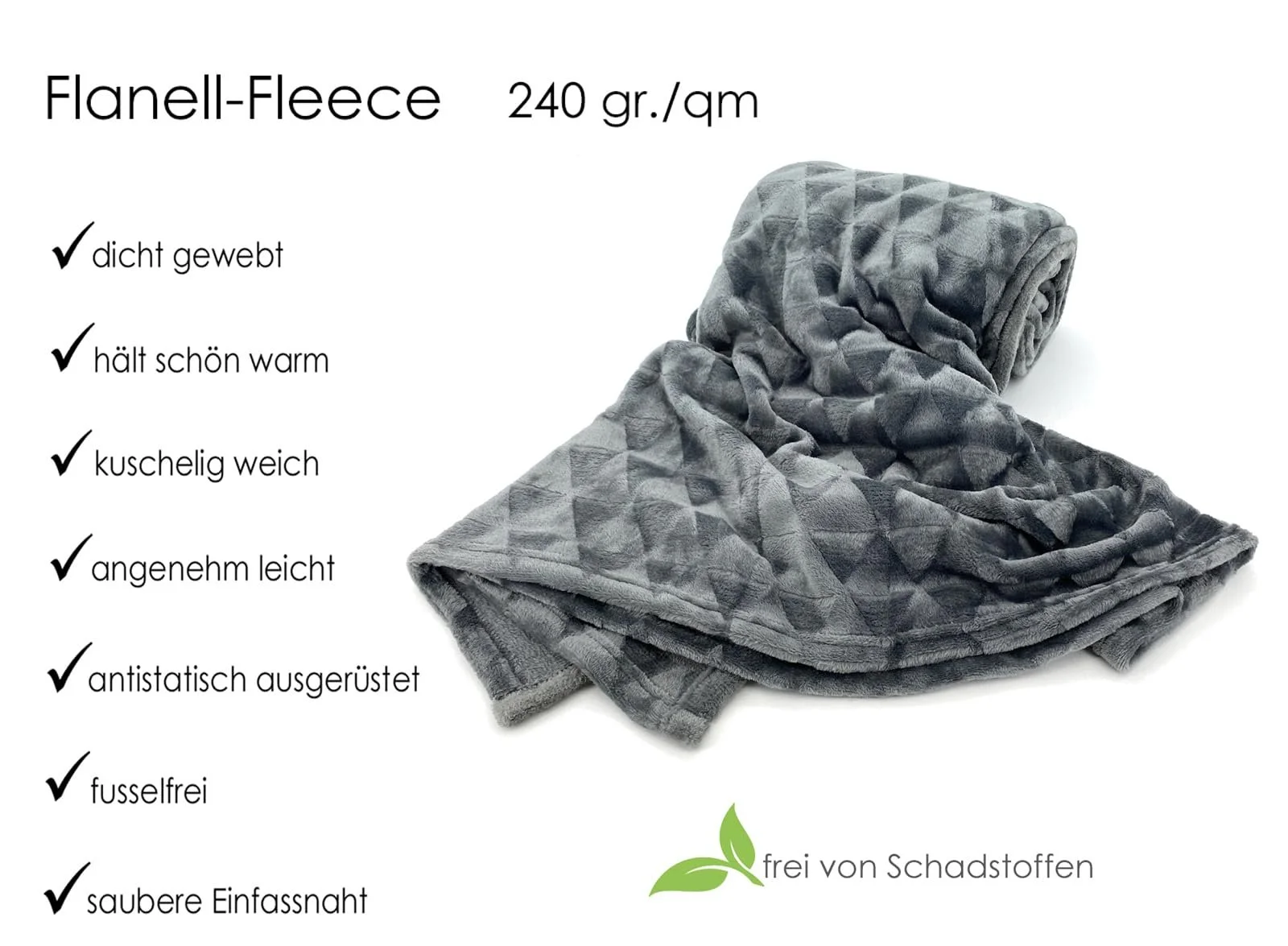 Покривало Flannel heimtexland XL 200 x 150 см Діамант Сірий антрацит, фото №3