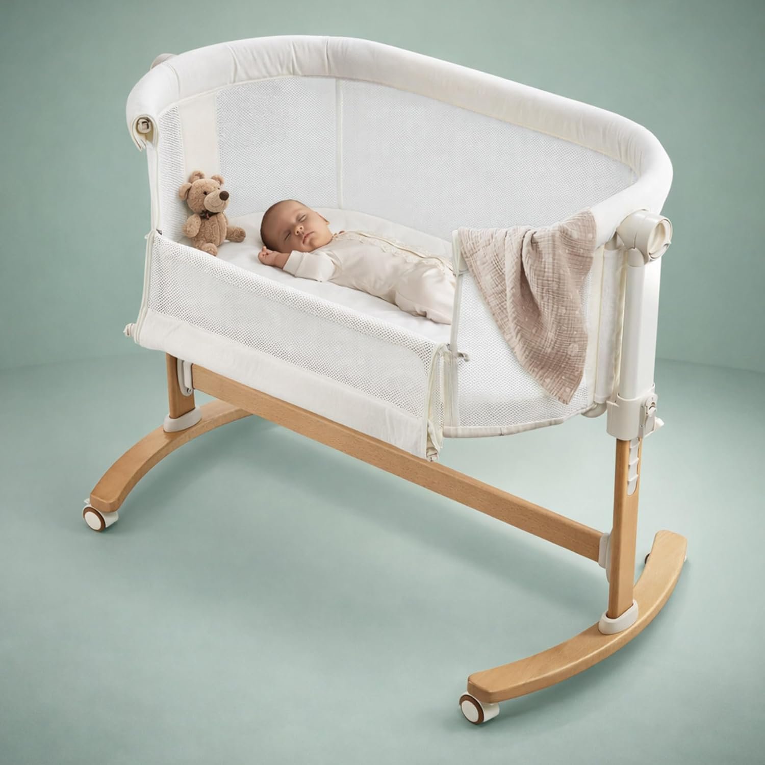 Детская кроватка Babygo Amila Beige Creme / Приставная кровать с матрасом / Белая, фото №2 Детская кроватка Babygo Amila Beige Creme / Приставная кровать с матрасом / Белая, фото №2