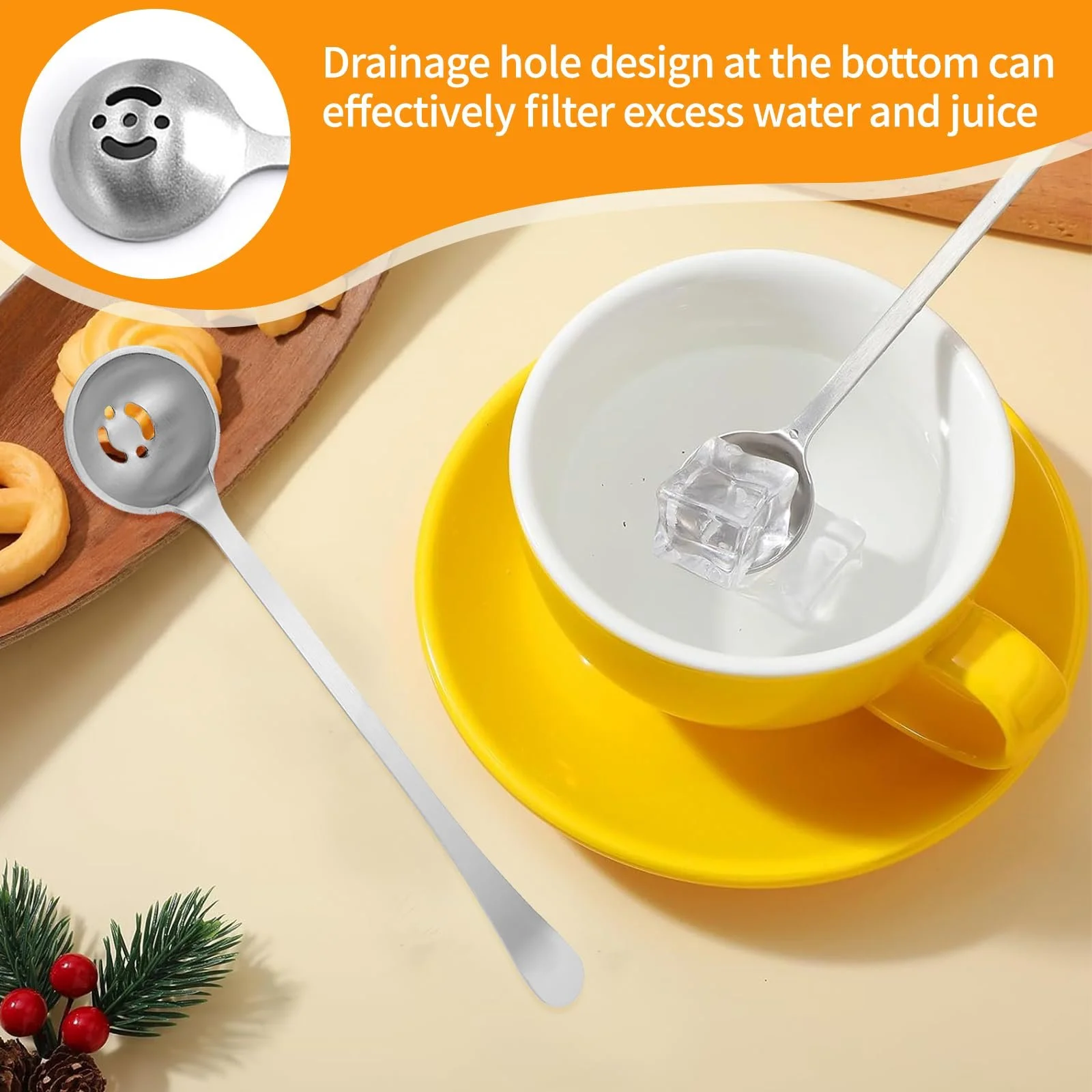 Набор ложек для оливок и вилок для огурцов Olive, ложка из нержавеющей стали с прорезями для банки с огурцами, шпажки для оливок с длинной ручкой, идеально подходит для подачи оливок, огурцов и десертов, 4 штуки, фото №4