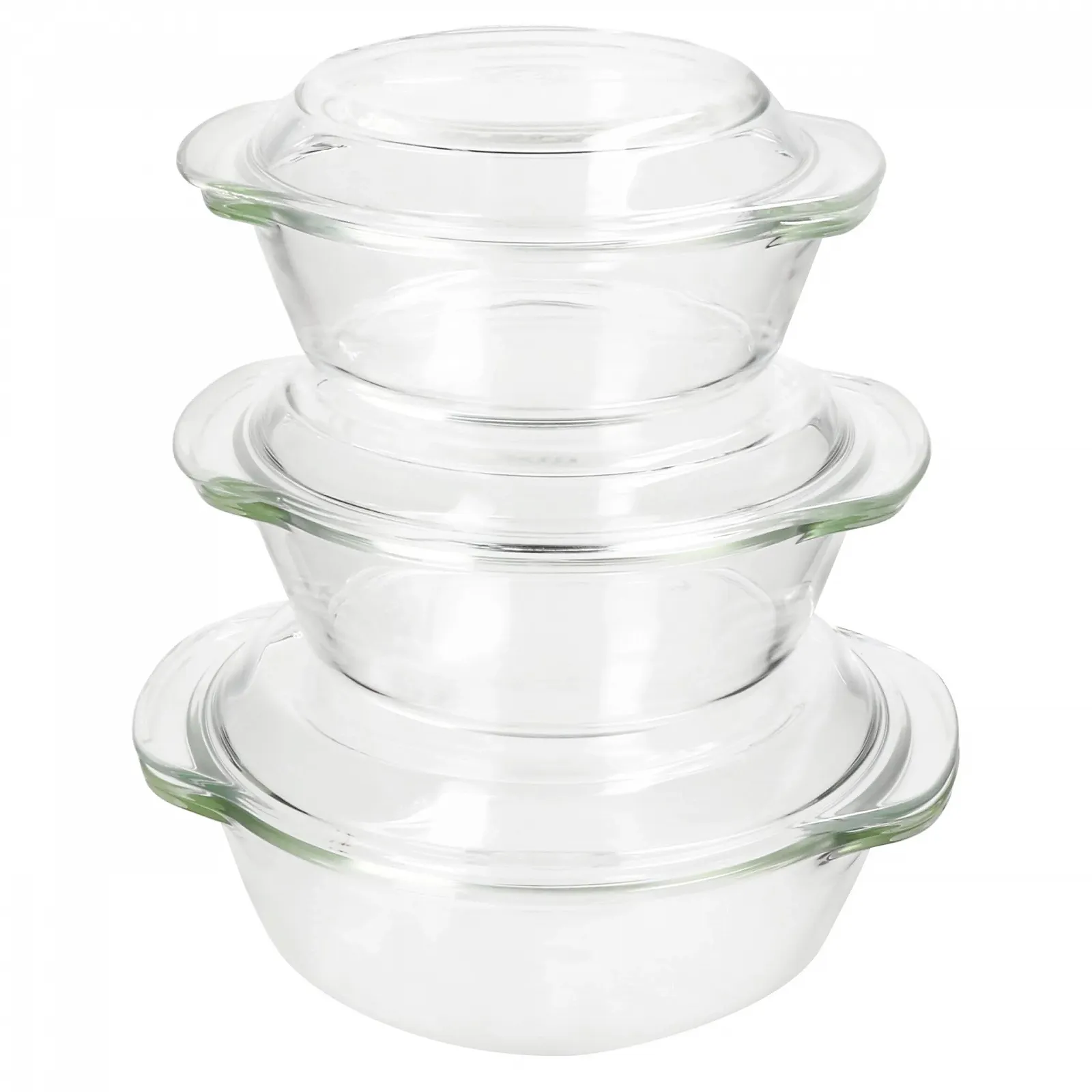 Набір форм для запікання MamboCat 3 предмети 0,7 л, 1 л та 1,5 л з кришками, круглі, боросилікатне скло, фото №2