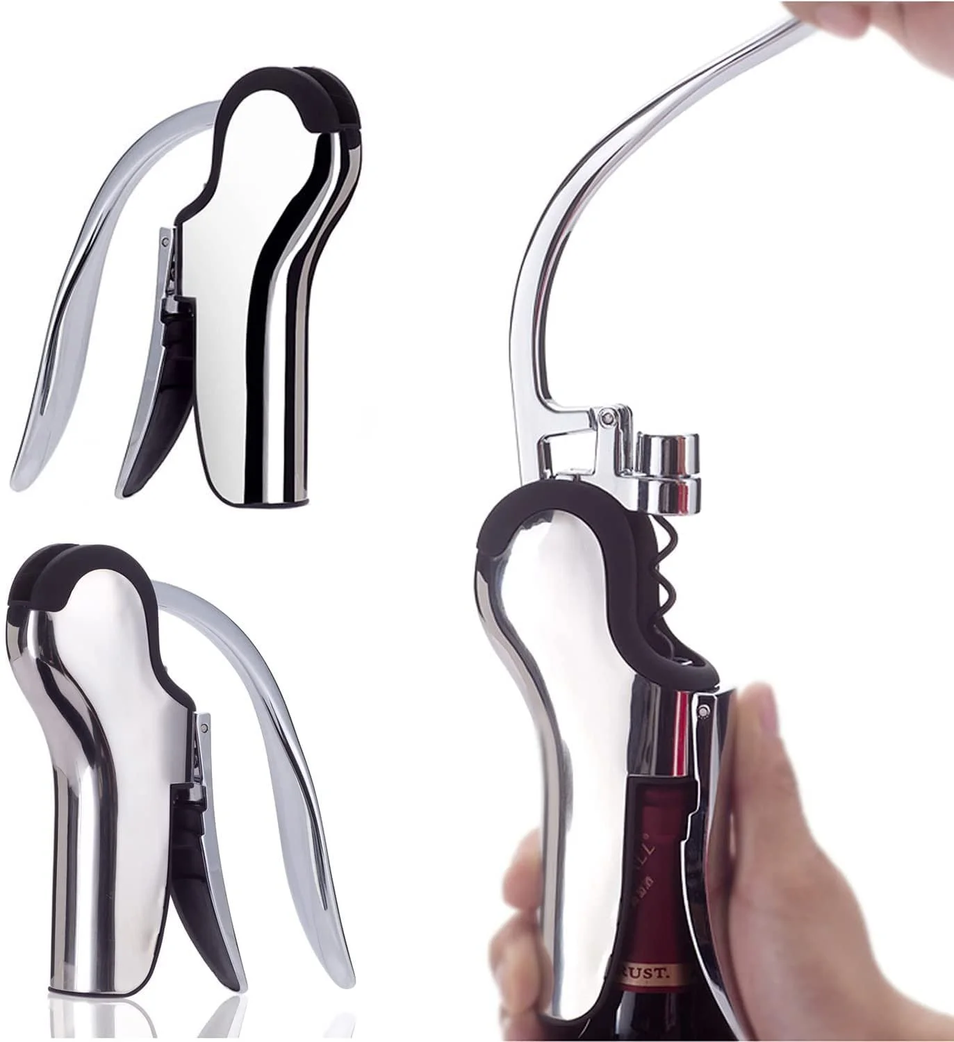 Штопор KAYCROWN Вертикальный рычаг из нержавеющей стали со встроенным резаком фольги, фото №2 Штопор KAYCROWN Вертикальный рычаг из нержавеющей стали со встроенным резаком фольги, фото №2