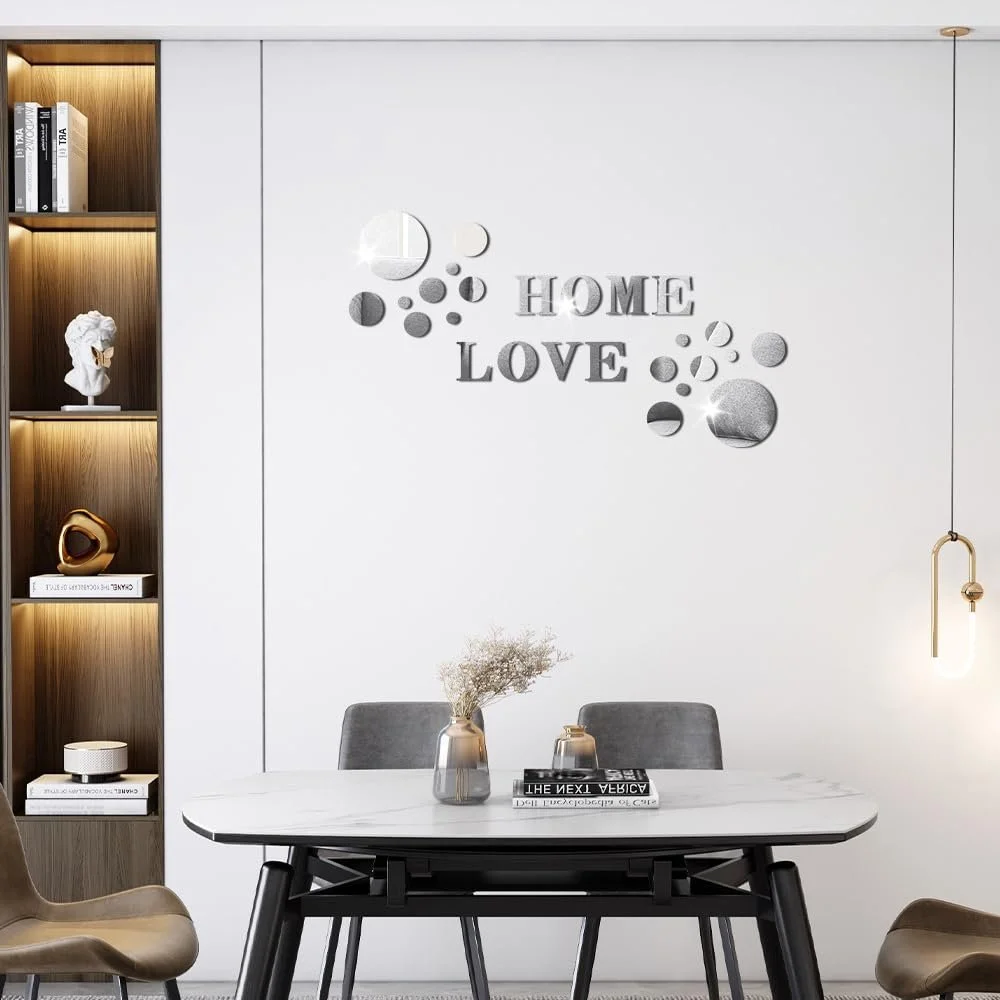 Наклейка на стіну Home Love Акрилове дзеркало Кругла Самоклейна Сріблястий, фото №2
