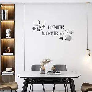 Наклейка на стіну Home Love Акрилове дзеркало Кругла Самоклейна Сріблястий synthetic.ua - Фото 1