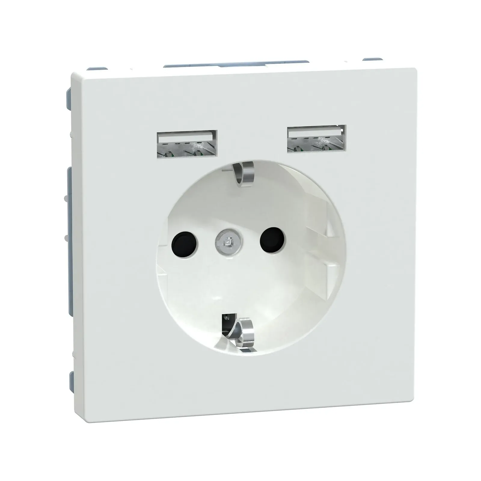Розетка Schuko Schneider Electric Merten System Design MEG2366-6035 с USB Type A+A скрытого монтажа Белый лотос, фото №1