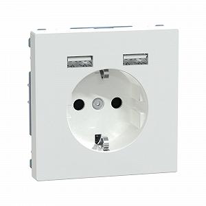 Розетка Schuko Schneider Electric Merten System Design MEG2366-6035 с USB Type A+A скрытого монтажа Белый лотос - Фото 1