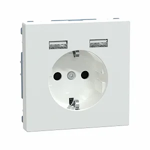Розетка Schuko Schneider Electric Merten System Design MEG2366-6035 з USB Type A+A прихованого монтажу Білий лотос - Фото 1