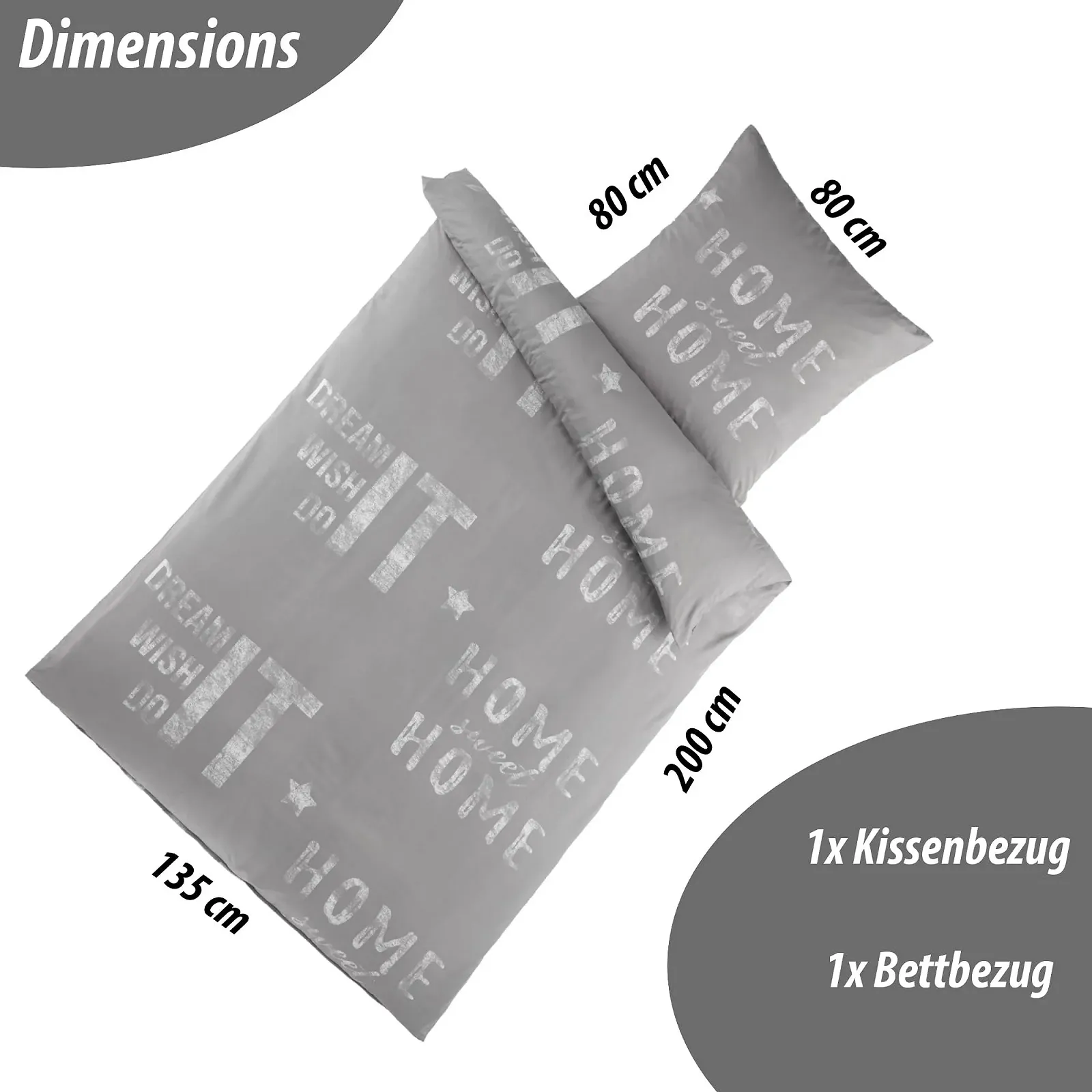 Комплект постільної білизни Kuscheli 135 x 200 см + 80 x 80 см Мікрофібра, фото №3