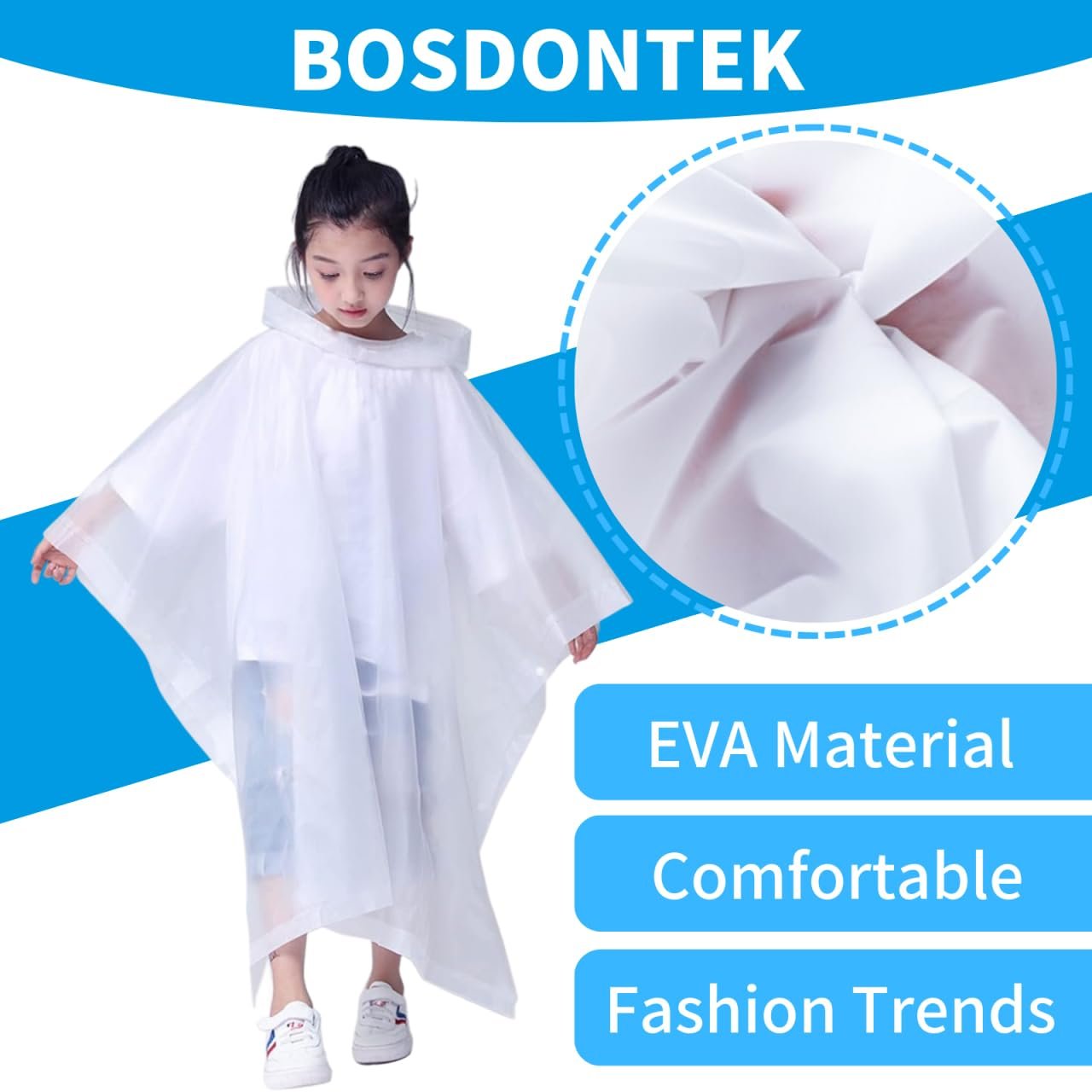 Дитячий дощовик Bosdontek, 2 шт, водонепроникний, дихаючий з капюшоном, фото №4 Дитячий дощовик Bosdontek, 2 шт, водонепроникний, дихаючий з капюшоном, фото №4