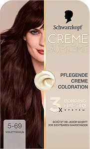 Крем-фарба Schwarzkopf Creme Supreme 5-69 Фіолетово-коричневий (3 x 182 мл) synthetic.ua - Фото 1