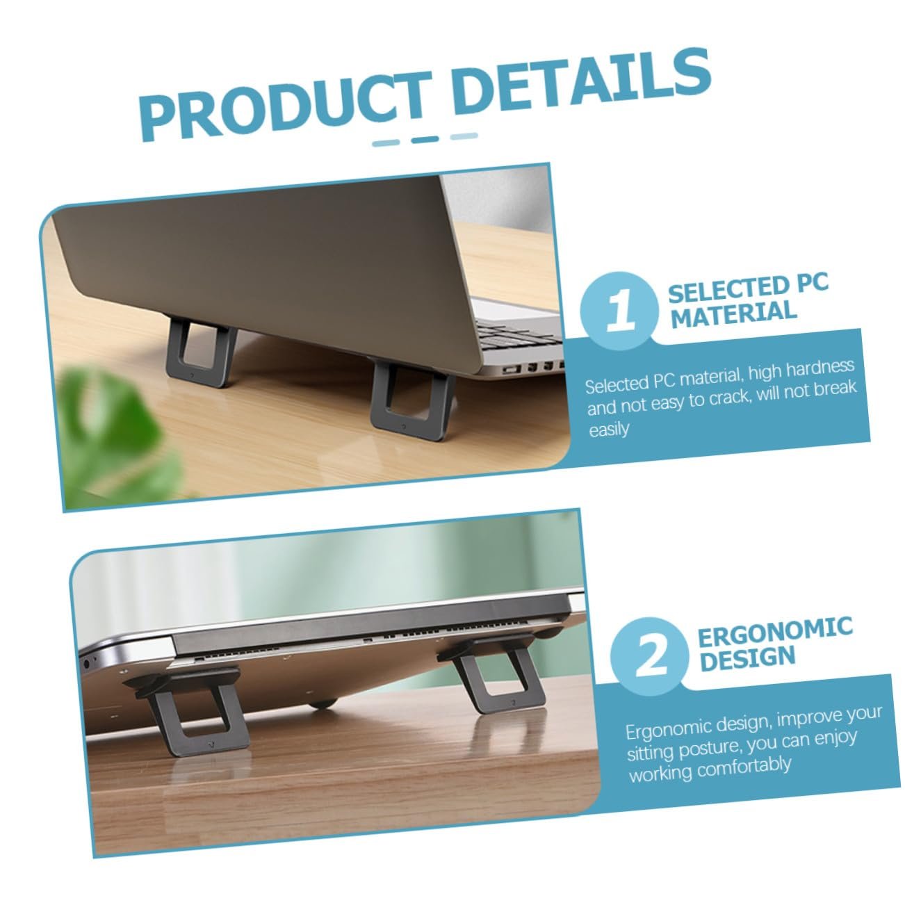Підставка для ноутбука Holibanna складана з міцного PC матеріалу, ергономічна, фото №4