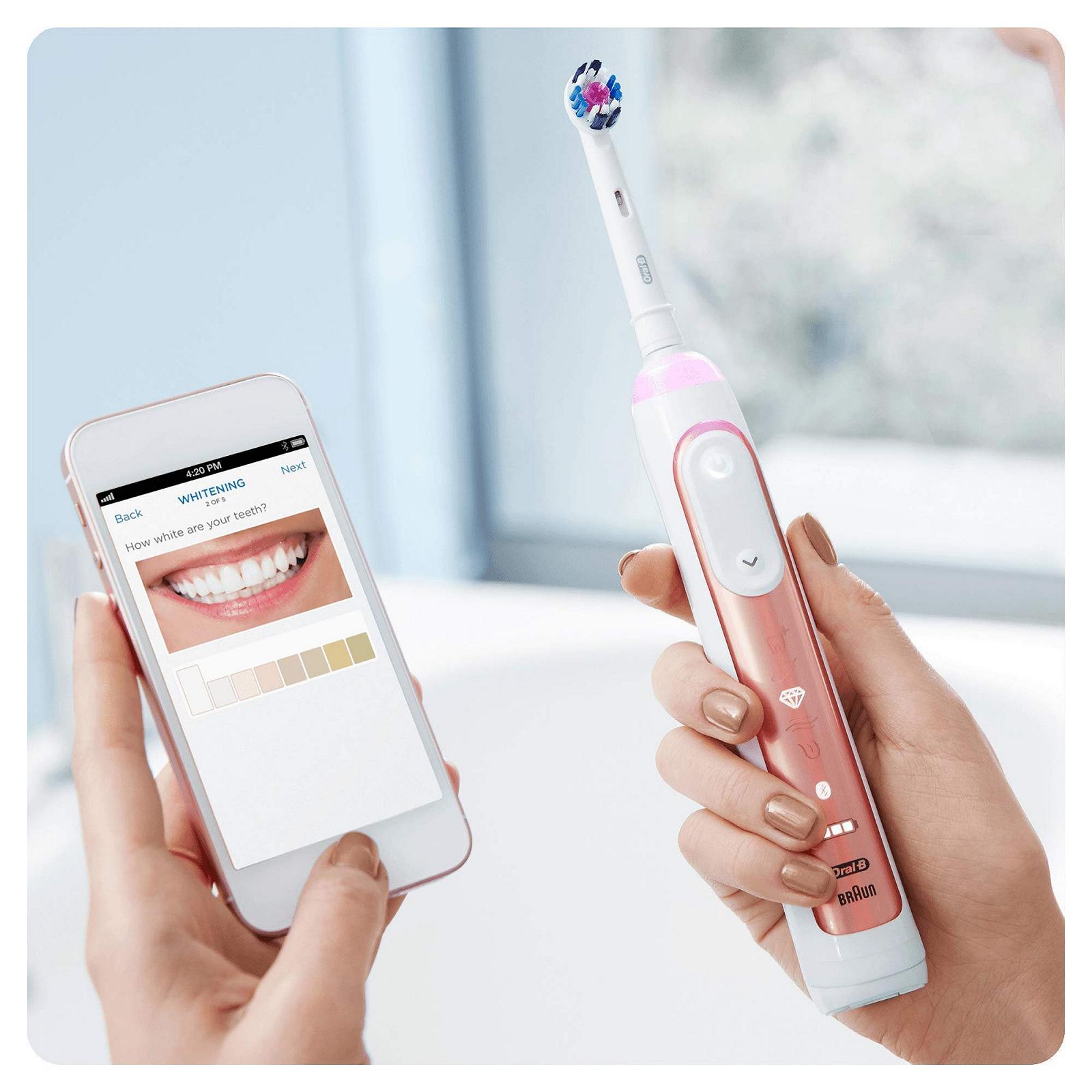 Електрична зубна щітка Oral-B Genius 10000N з асистентом захисту ясен і преміальним зарядним дорожнім чохлом, рожеве золото, фото №3