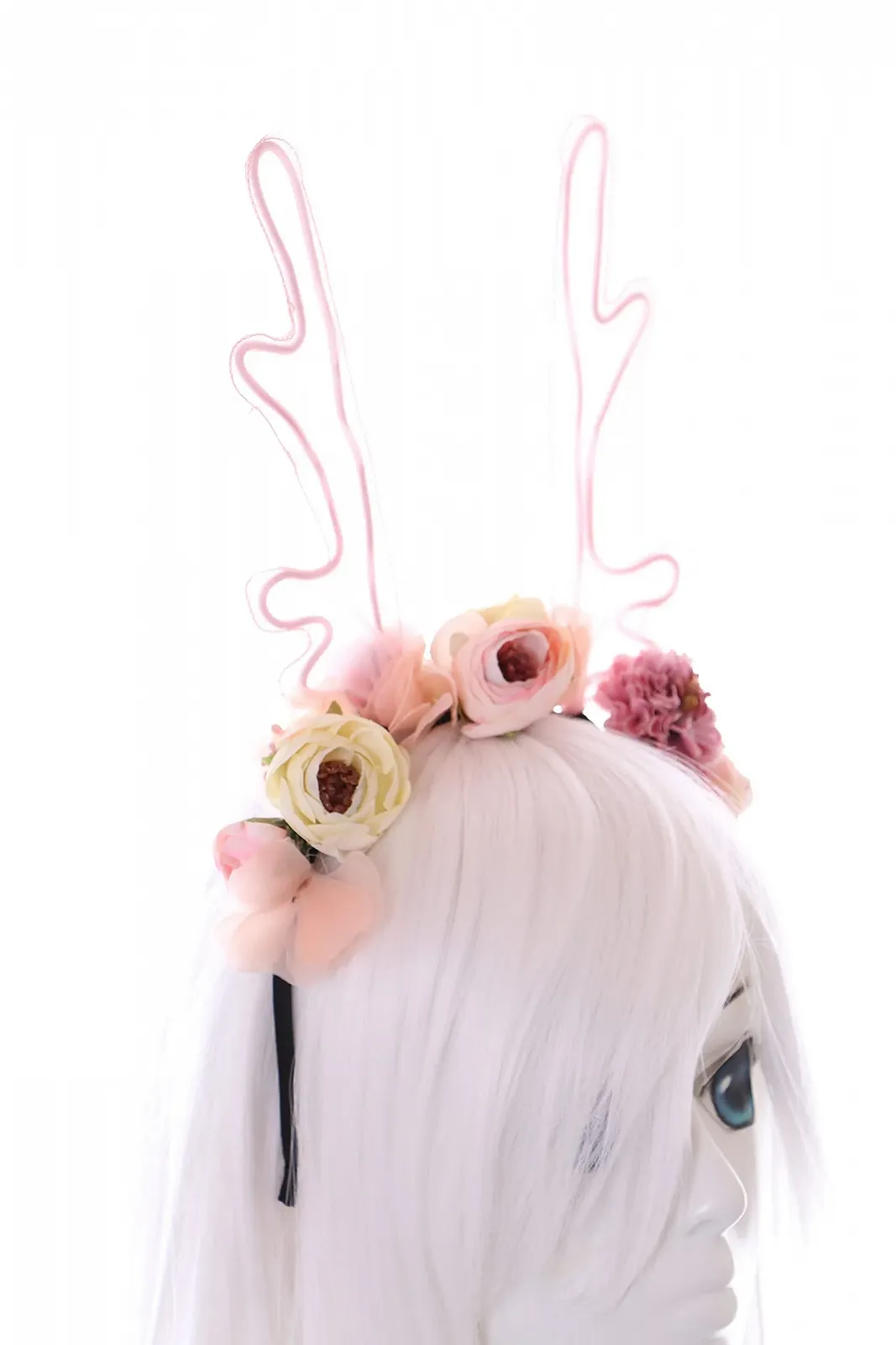 Обруч Різдвяні Оленячі Роги Мереживо з Різнокольоровими Квітами Аксесуари для Волосся, фото №5