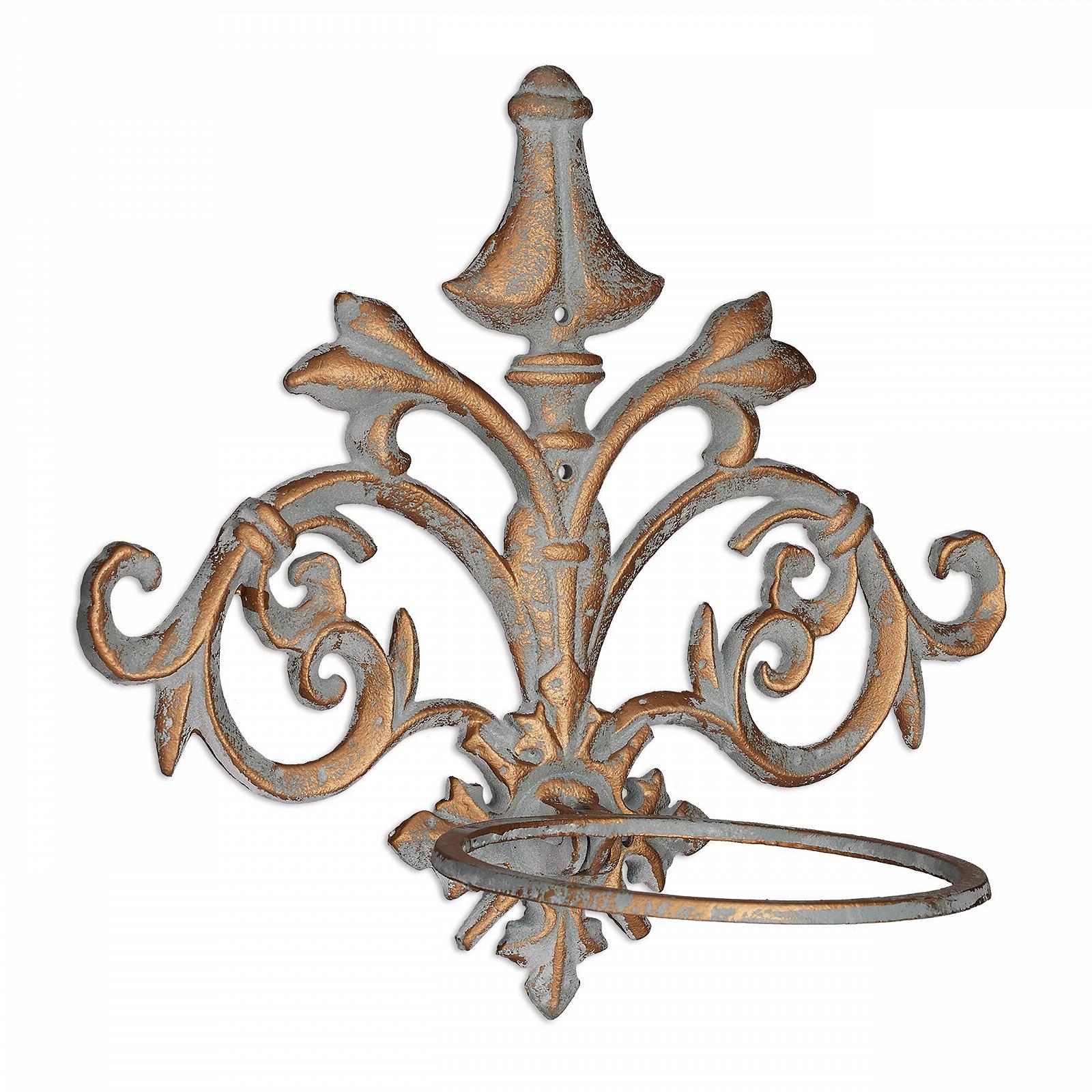 Настінний тримач для квітів Relaxdays 2 шт. Бароко Чавун 13.5 см Золотисто-сірий, фото №8 Настінний тримач для квітів Relaxdays 2 шт. Бароко Чавун 13.5 см Золотисто-сірий, фото №8