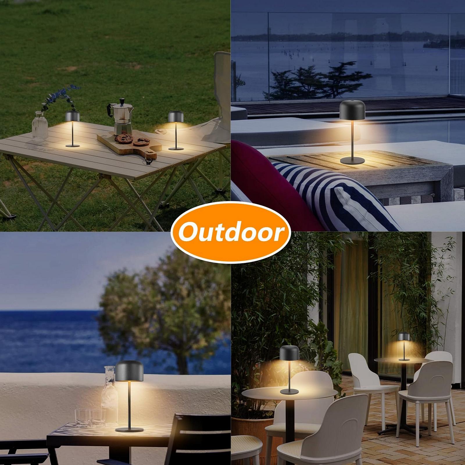 Настільна лампа LED Klighten 2 шт. Бездротова Акумуляторна IP54 Чорний, фото №7