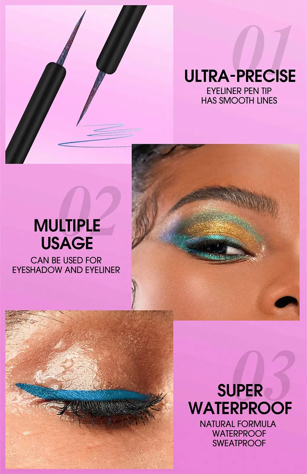 Рідка Підводка для очей з металевими блискітками, фото №6 Рідка Підводка для очей з металевими блискітками, фото №6