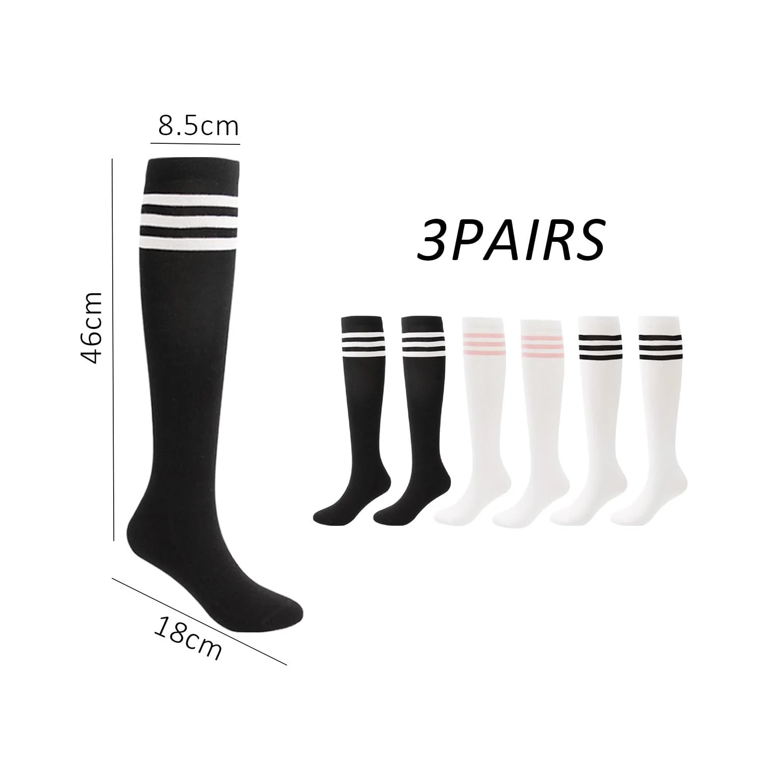 Шкарпетки Гольфи в смужку для черлідінгу (3 пари), фото №2 Шкарпетки Гольфи в смужку для черлідінгу (3 пари), фото №2
