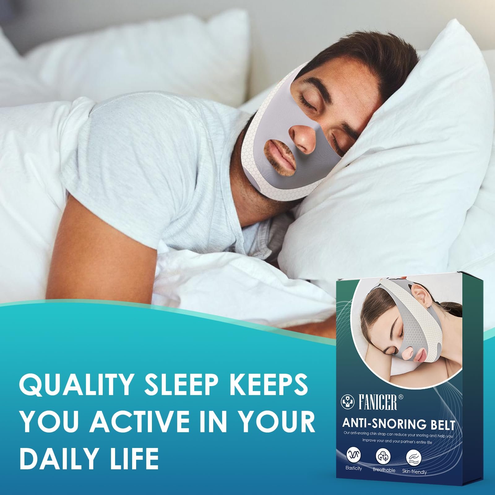 Ремешок против храпа регулируемый дышащий для лучшего сна, фото №3 Ремешок против храпа регулируемый дышащий для лучшего сна, фото №3