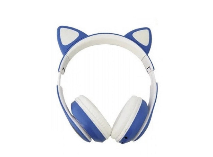 Беспроводные Bluetooth-наушники с ушками Cat Ear VZV-24M/8079 LED Синие, фото №4
